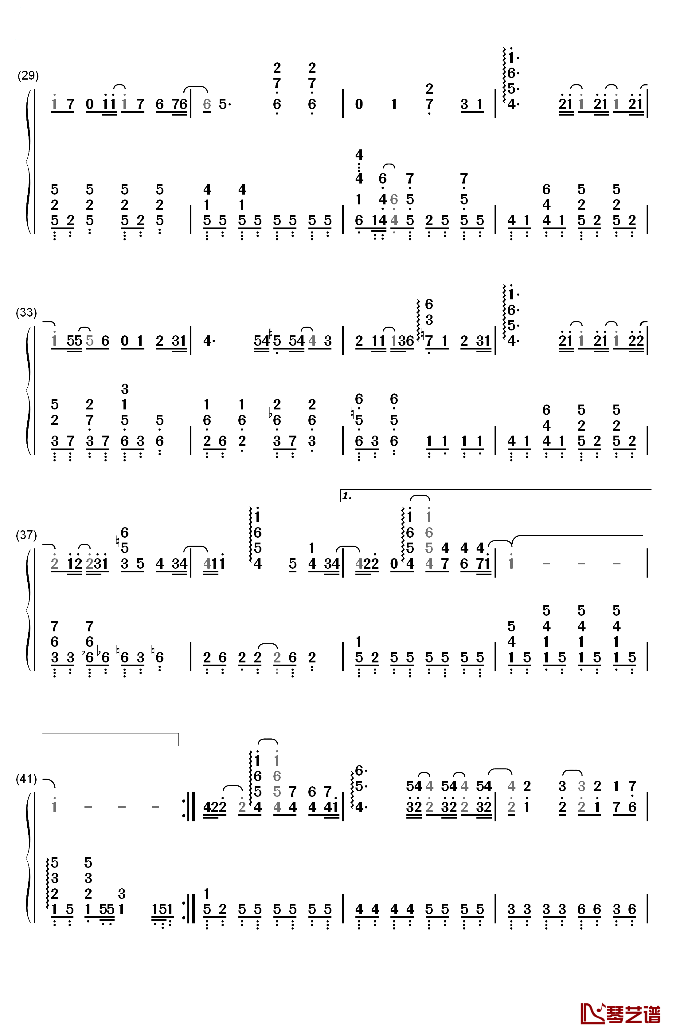 化作樱花树钢琴简谱-数字双手-SNH483