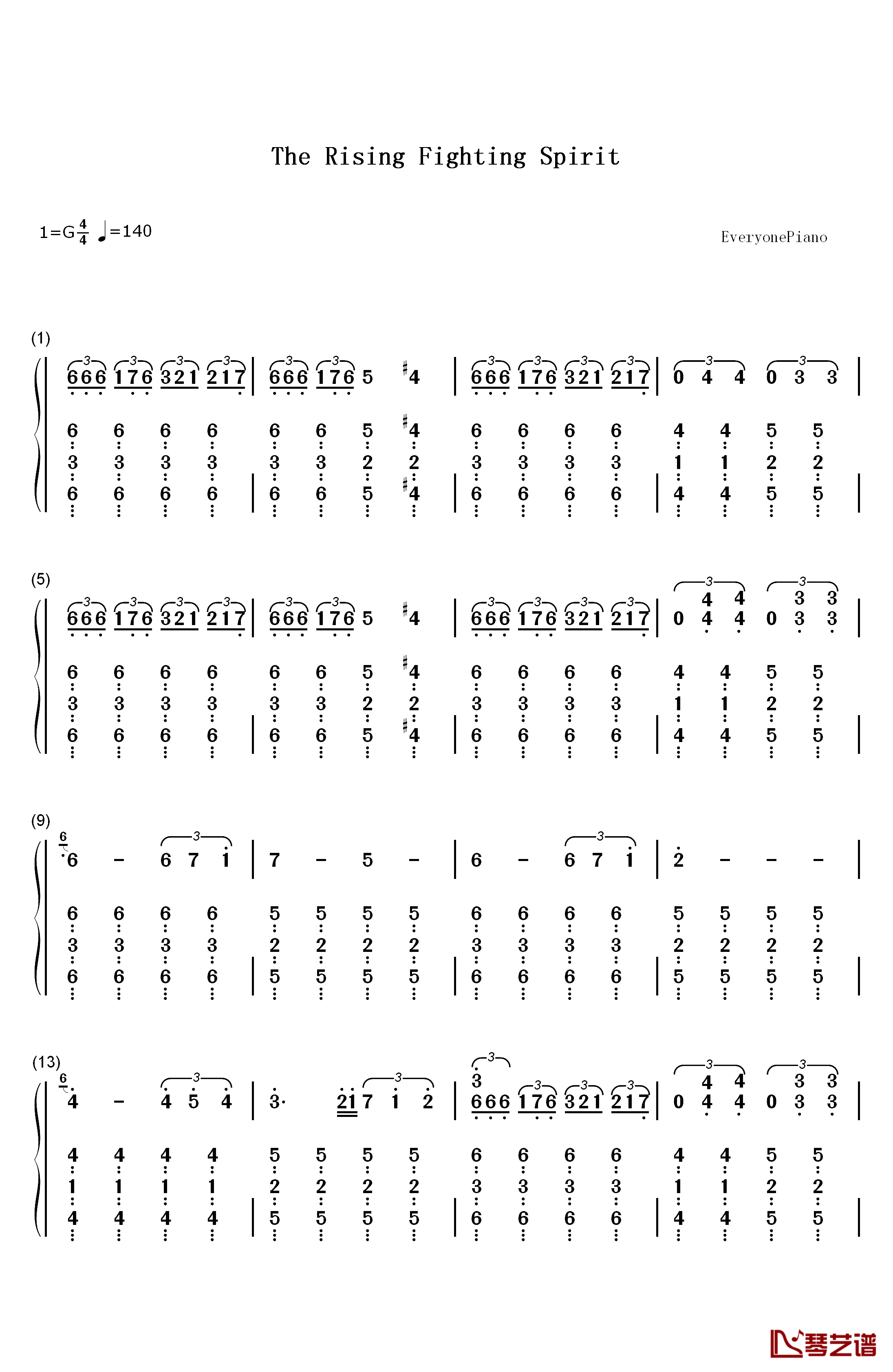The Rising Fighting Spirit钢琴简谱-数字双手-火影忍者  Toshiro Matsuda1