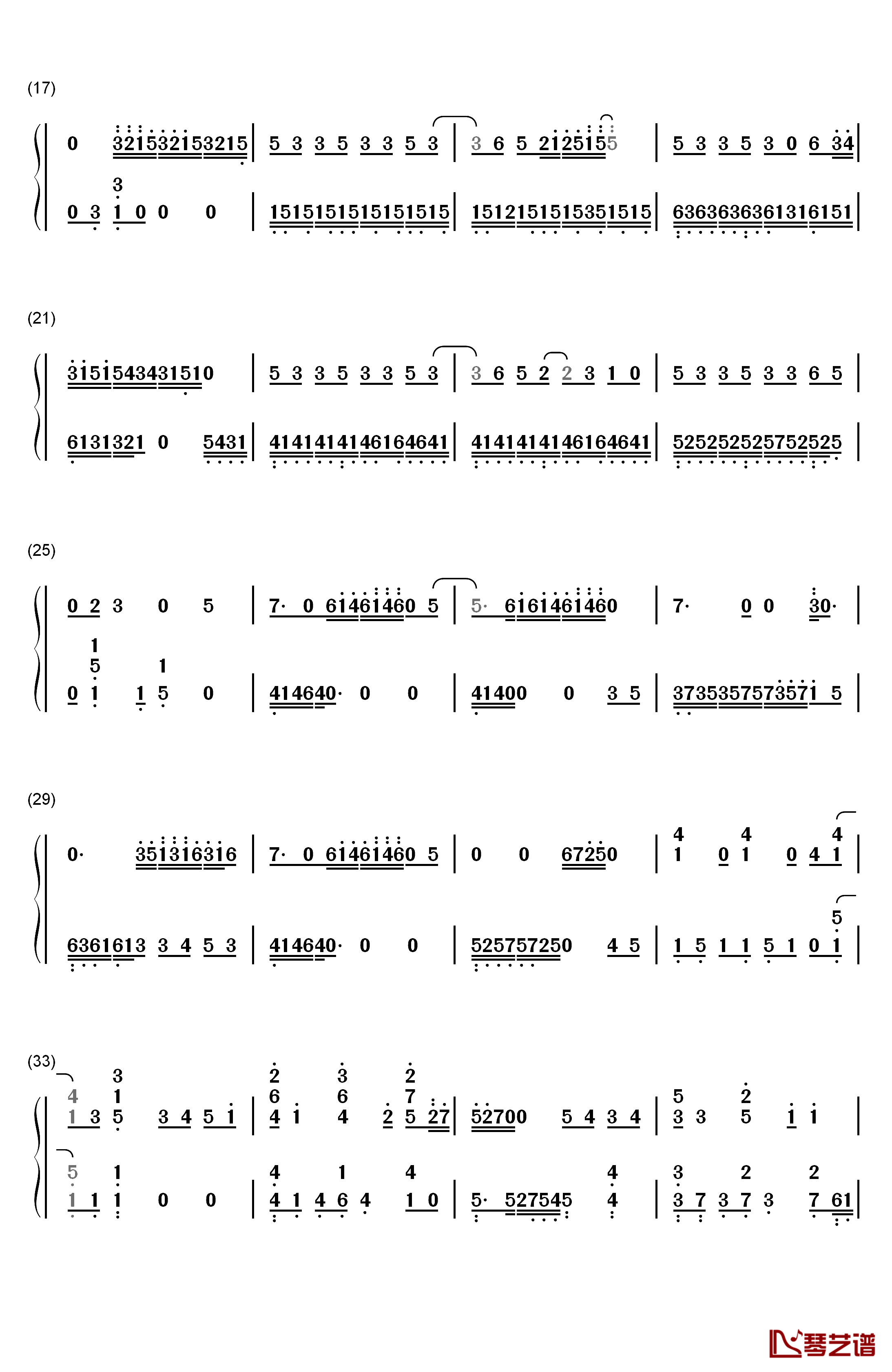 A钢琴简谱-数字双手-Ray2