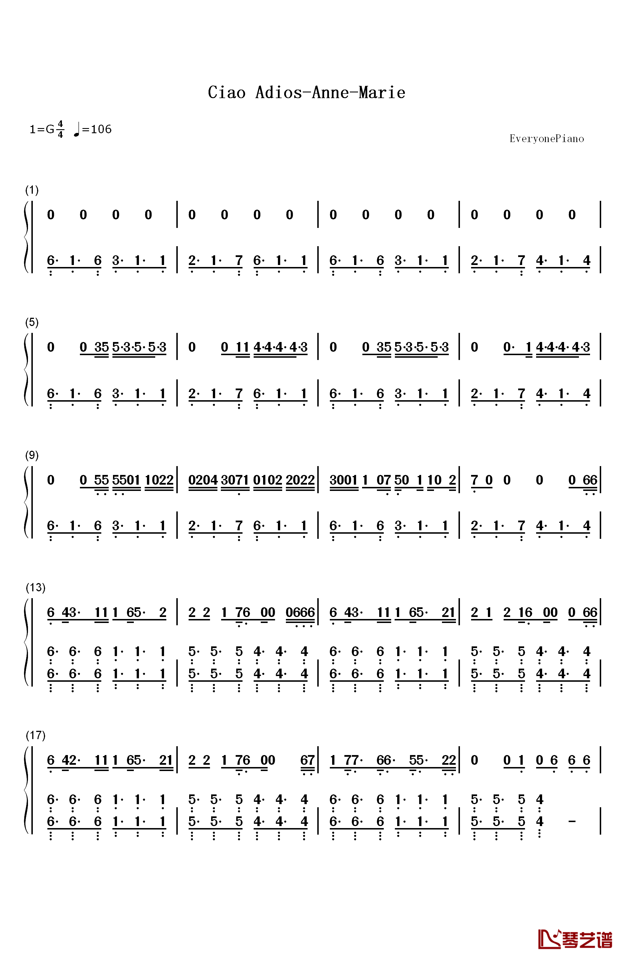 Ciao Adios钢琴简谱-数字双手-Anne-Marie1