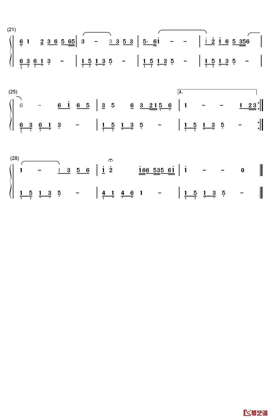 牡丹之歌钢琴简谱-数字双手-蒋大为2