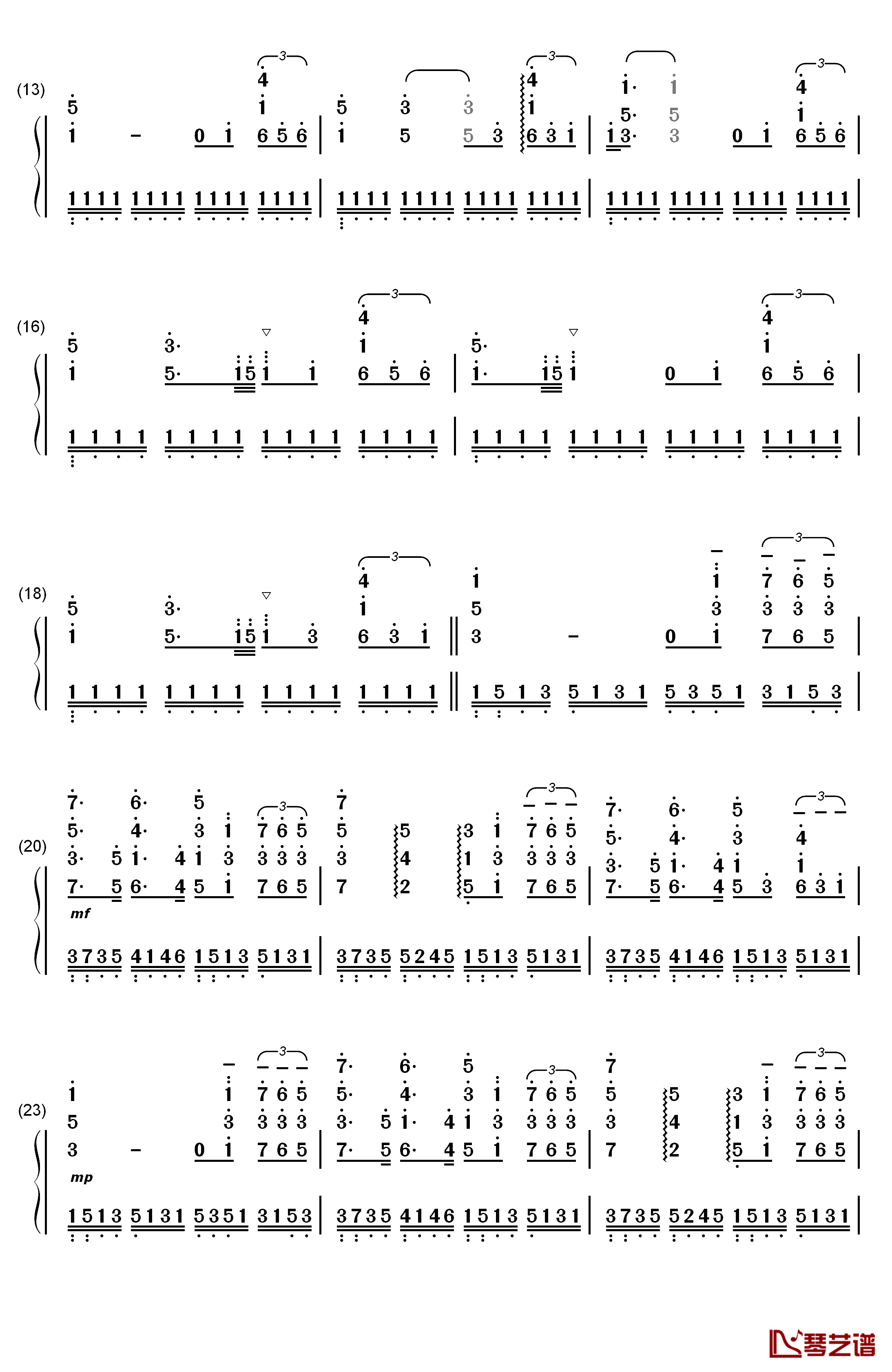 火的战车钢琴简谱-数字双手-Vangelis2