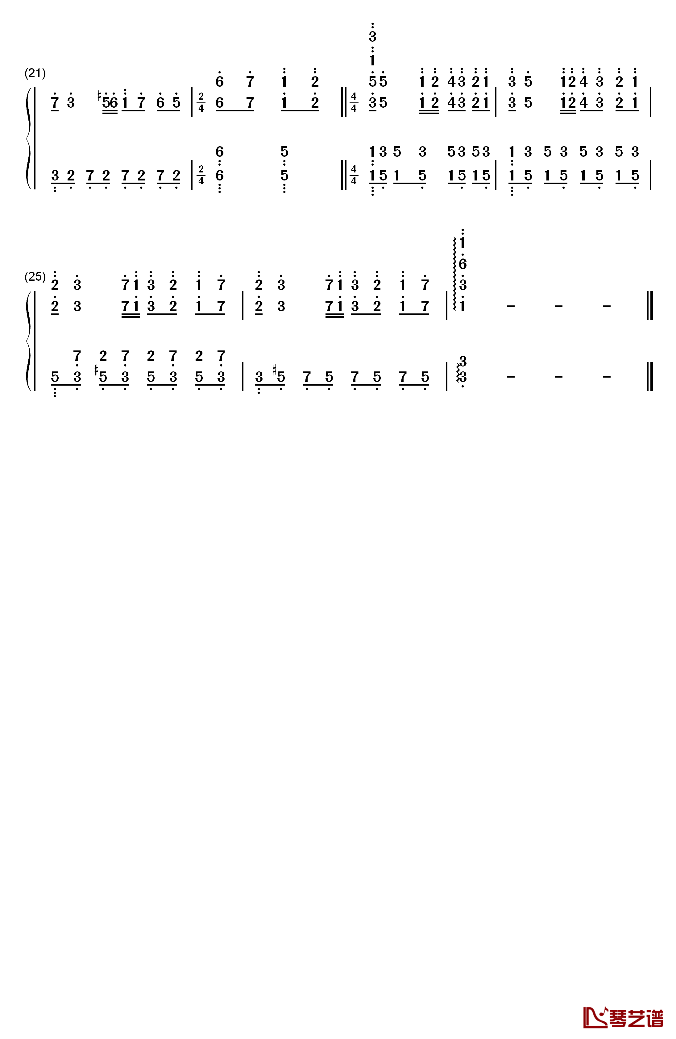 秋日私语钢琴简谱-数字双手-理查德·克莱德曼2