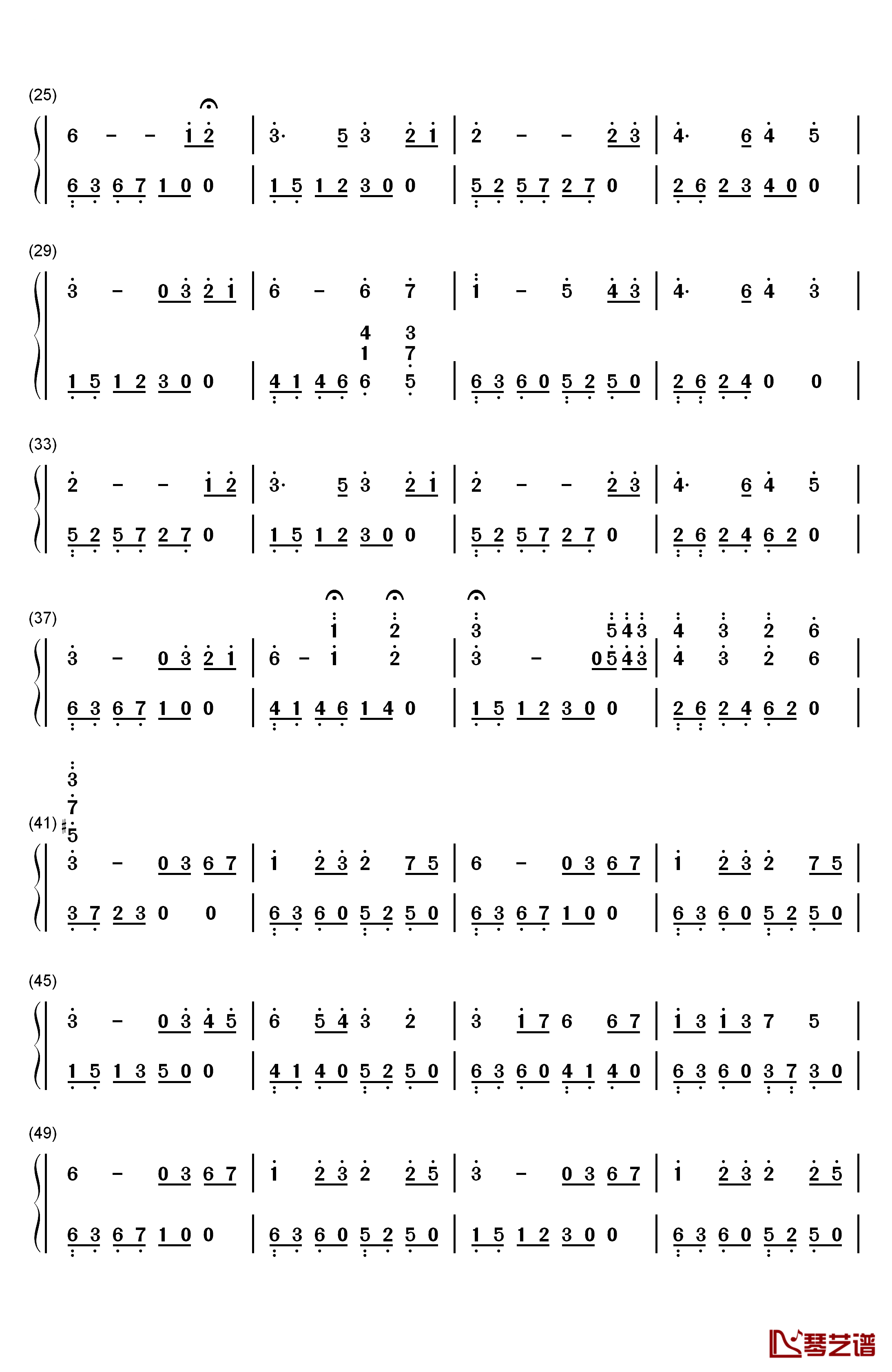 童年钢琴简谱-数字双手-班德瑞  Bandari2