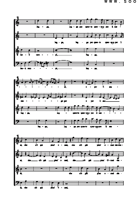 女人们呀，我是如此地痛苦歌曲类合唱谱简谱-鲁卡·马伦齐奥演唱1
