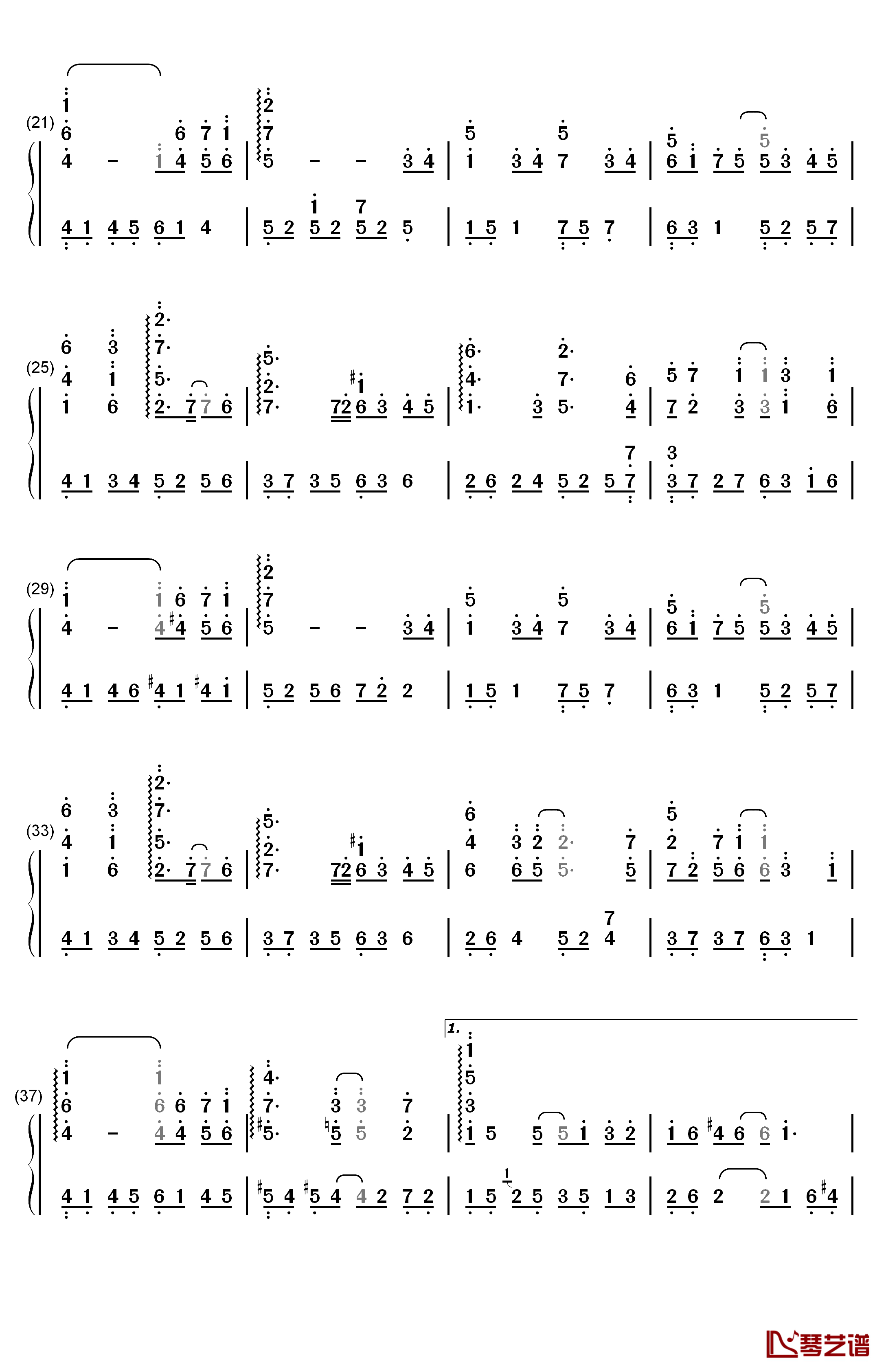 微笑的起点钢琴简谱-数字双手-范玮琪  张韶涵  郭静2
