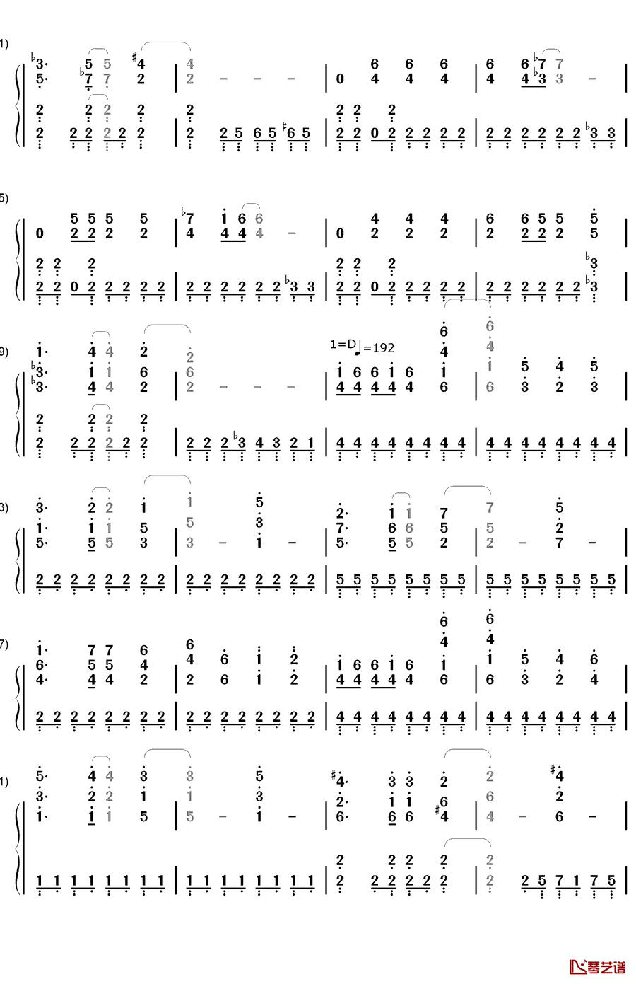 Black † White钢琴简谱-数字双手-野水伊织2