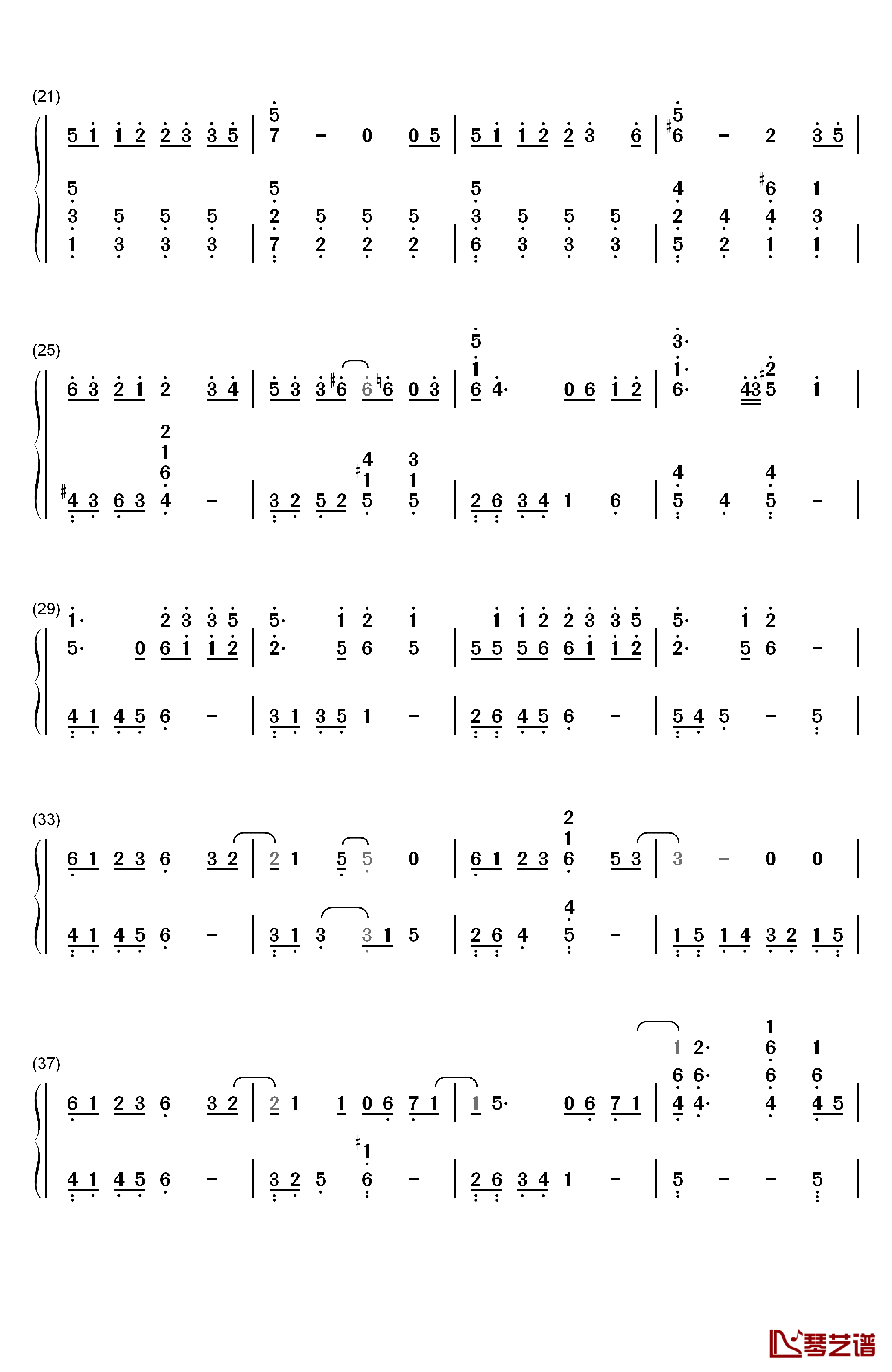 浮生未歇钢琴简谱-数字双手-HITA 音频怪物2
