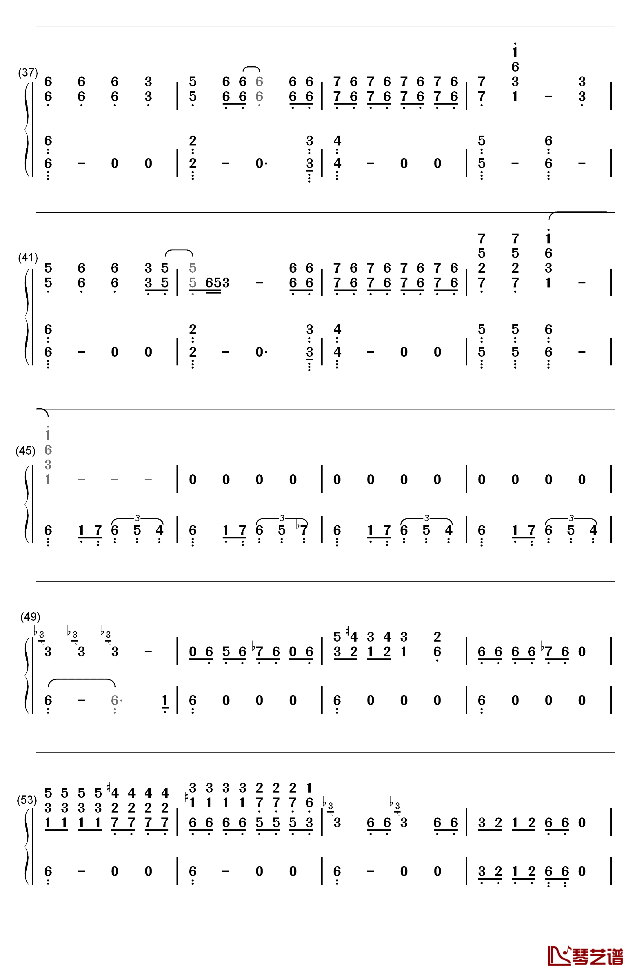 wolf（狼与美女）钢琴简谱-数字双手-EXO3