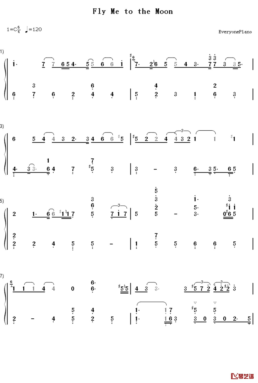 Fly Me to the Moon钢琴简谱-数字双手-Bart Howard1
