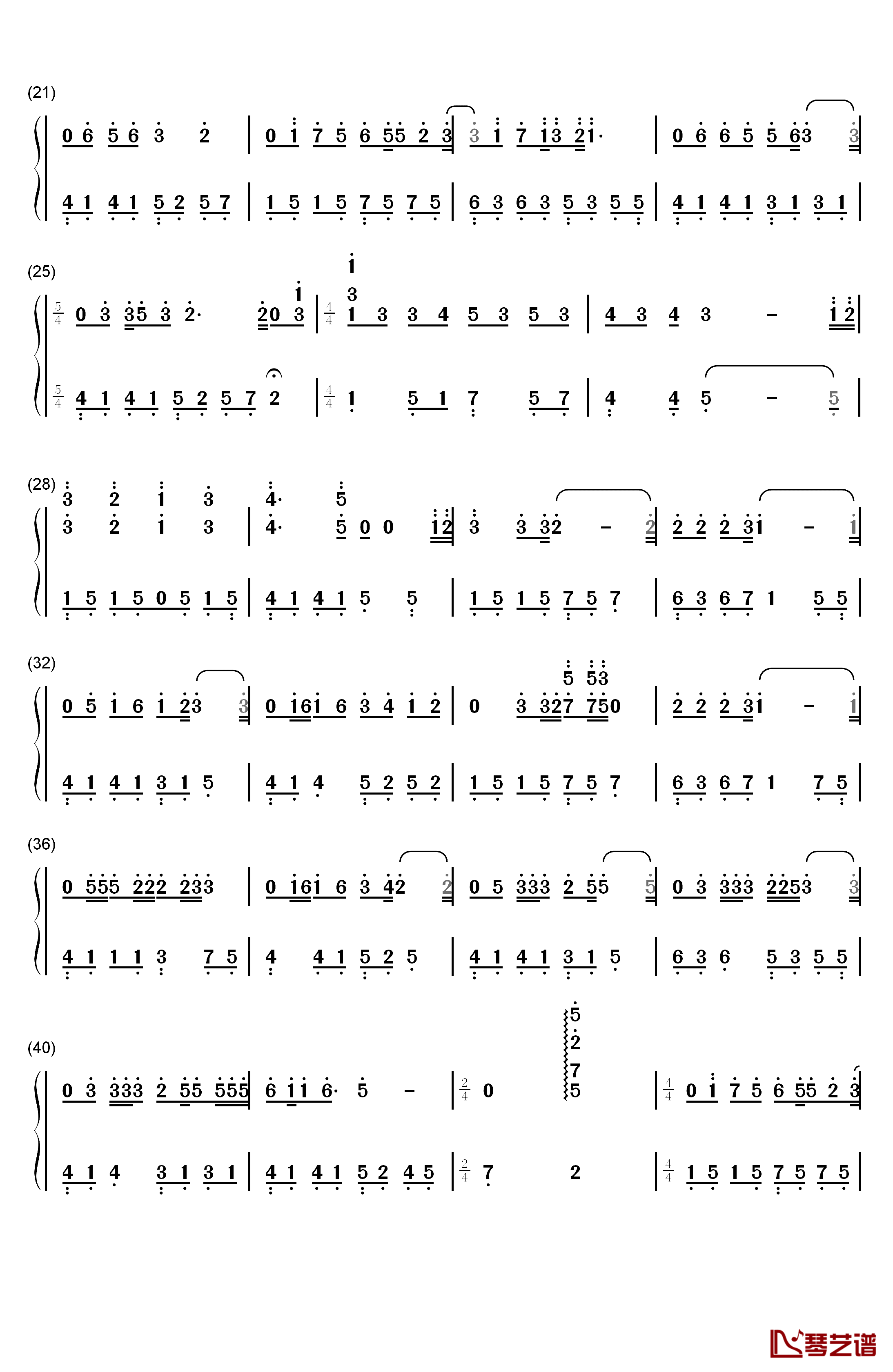 如果有如果钢琴简谱-数字双手-邓福如2