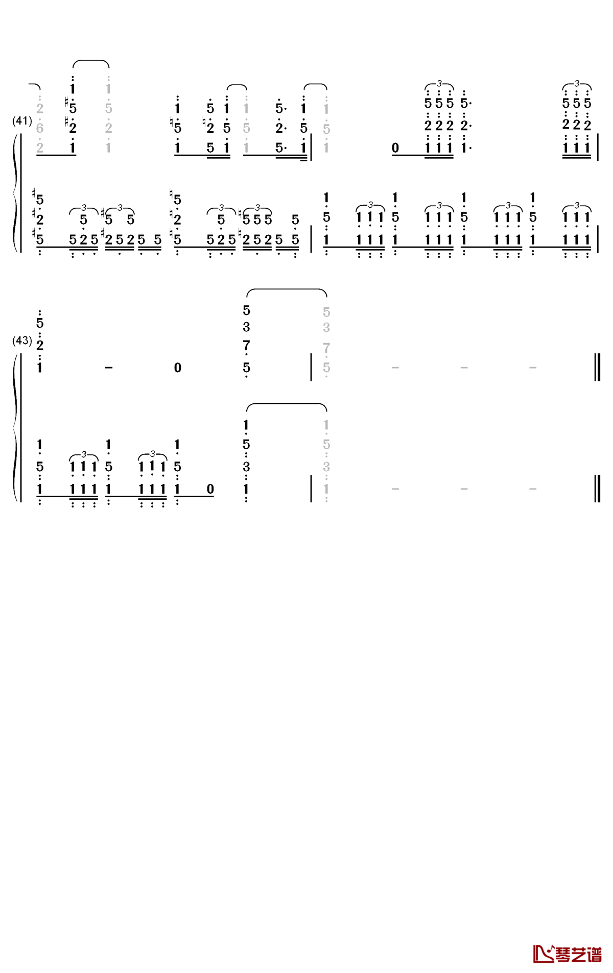 愈やしの歌钢琴简谱-数字双手-田村由香里4