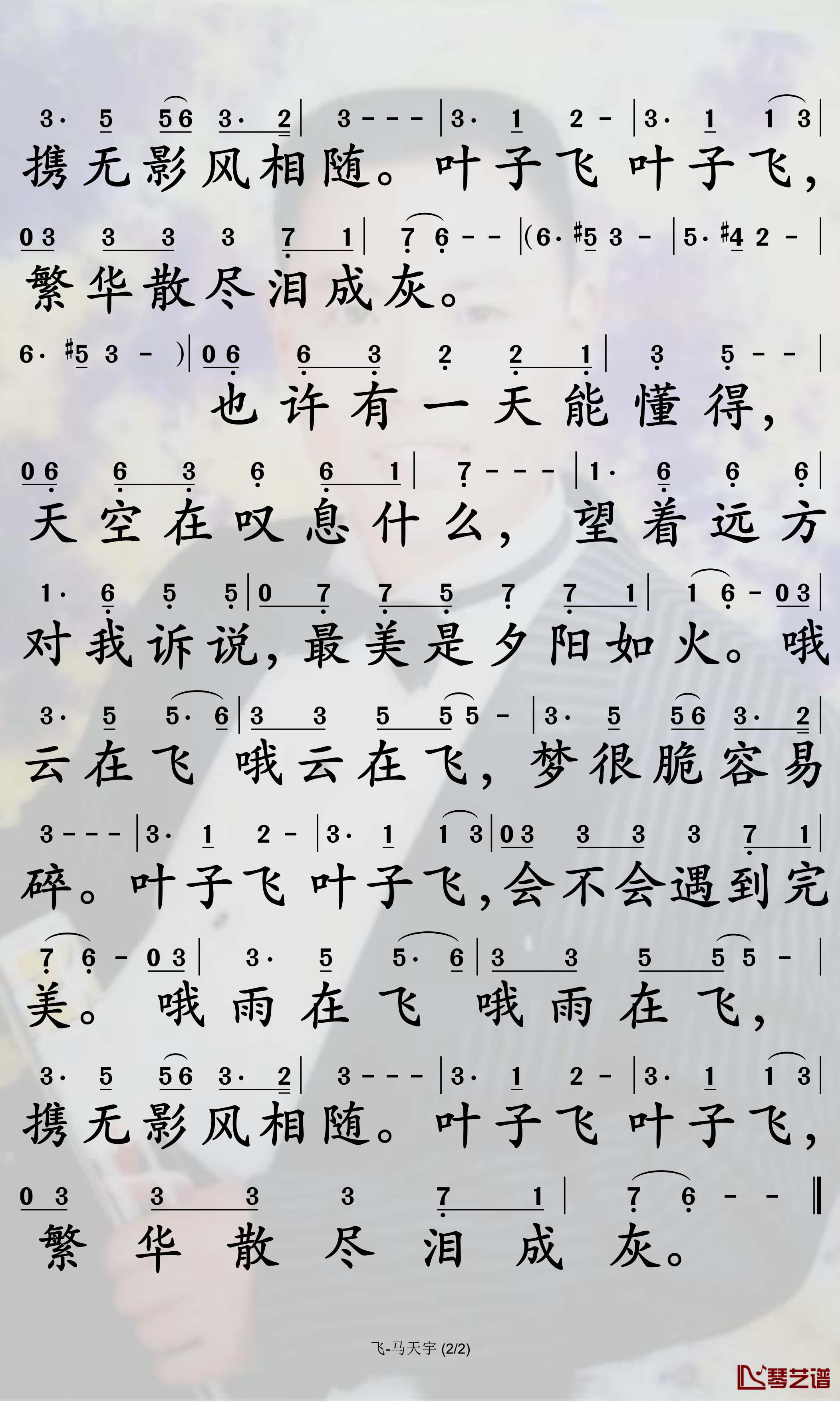 飞简谱-马天宇歌曲-孙世彦曲谱2