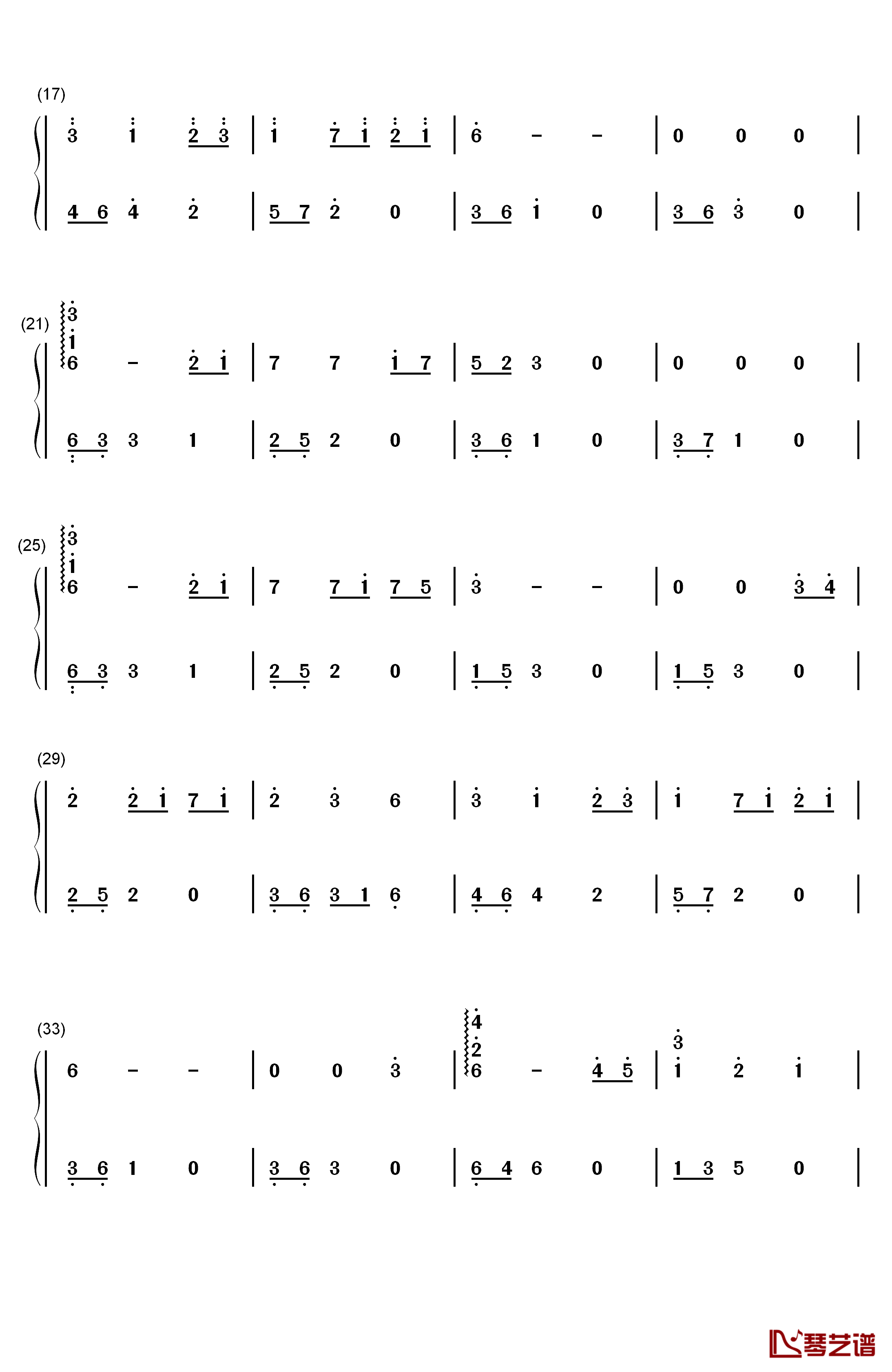 月光彼岸钢琴简谱-数字双手-Music゛◆ Kゝ2