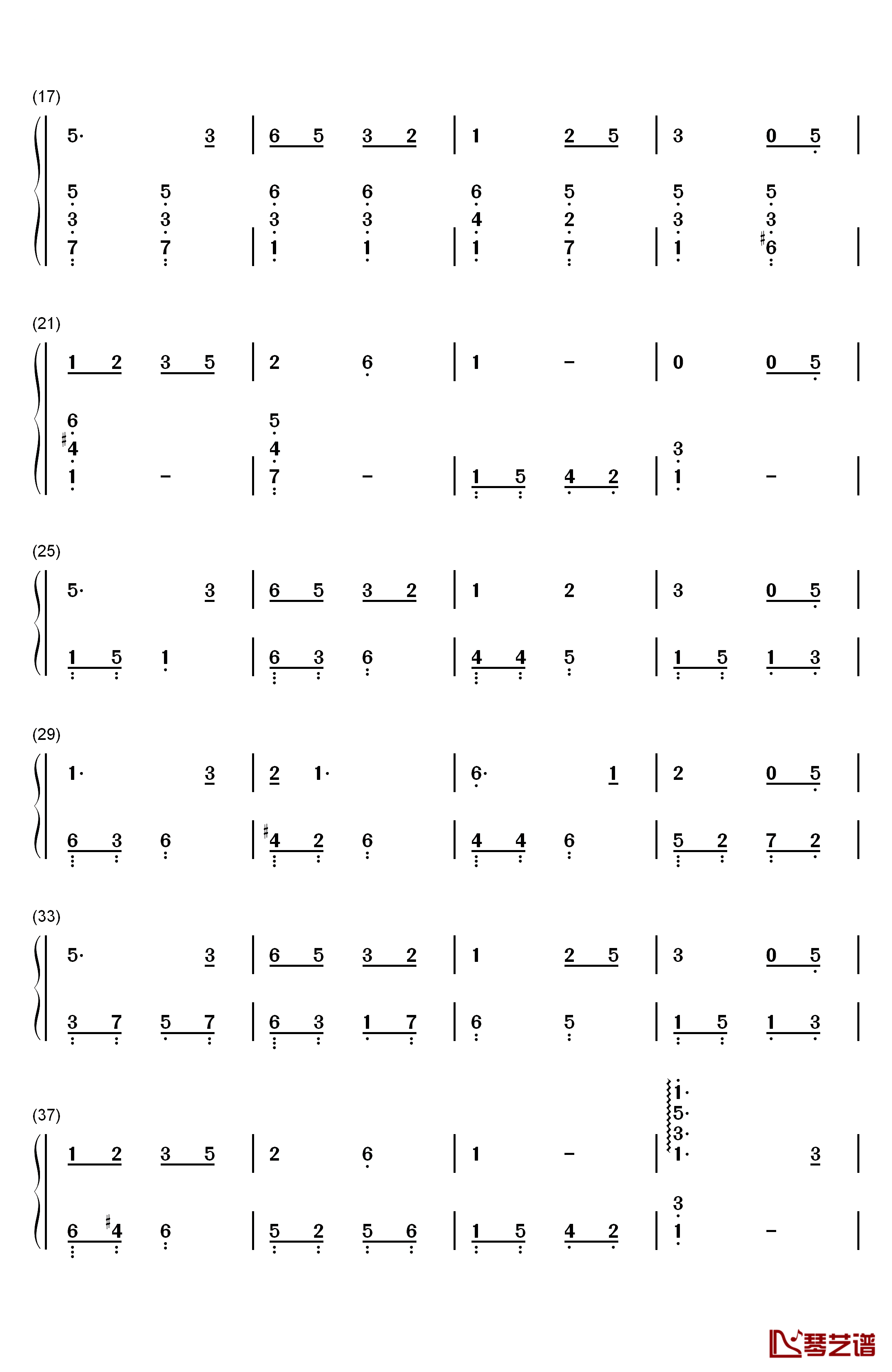 月光钢琴简谱-数字双手-羽泉2