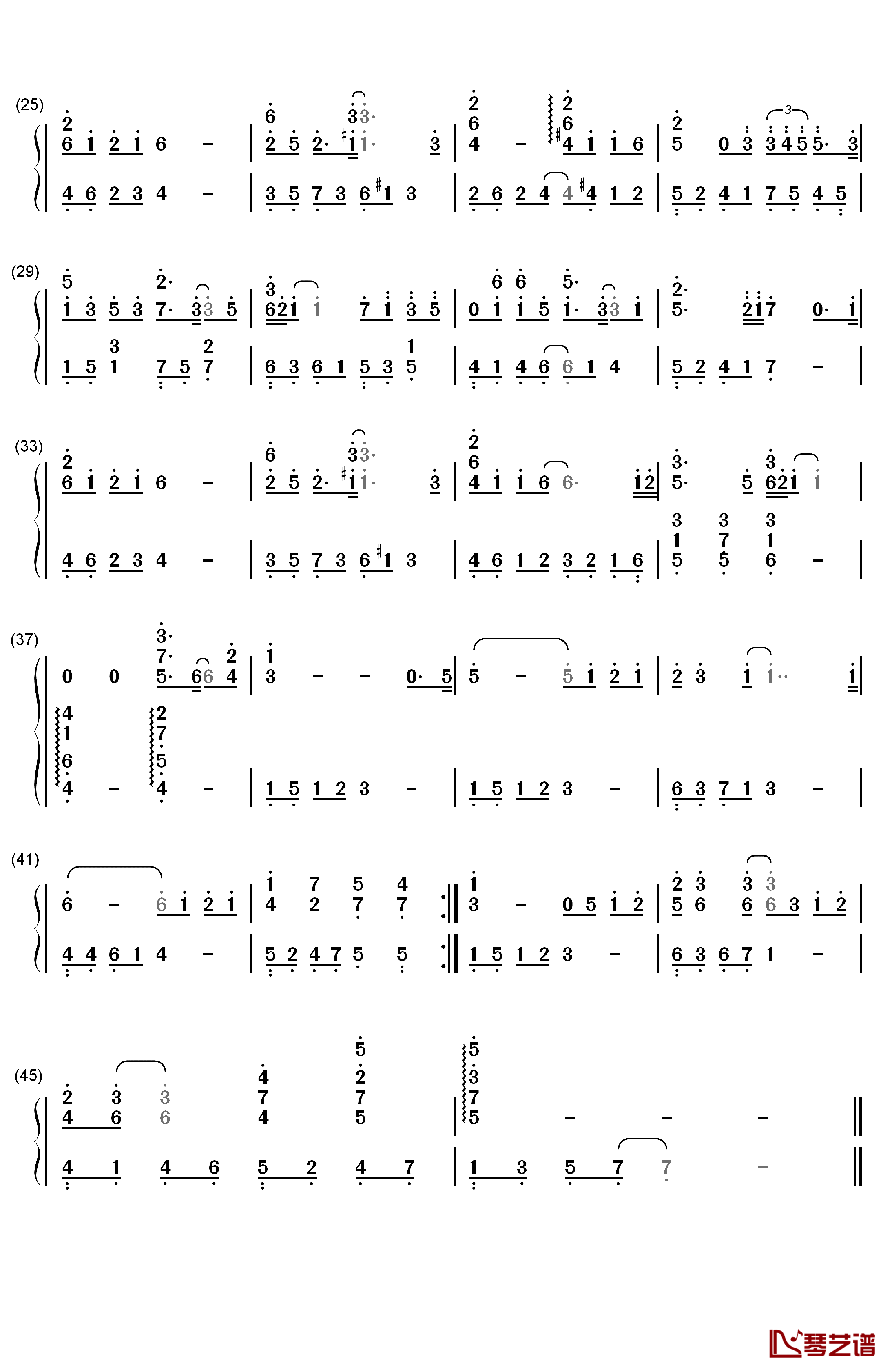 好久不见钢琴简谱-数字双手-陈奕迅2