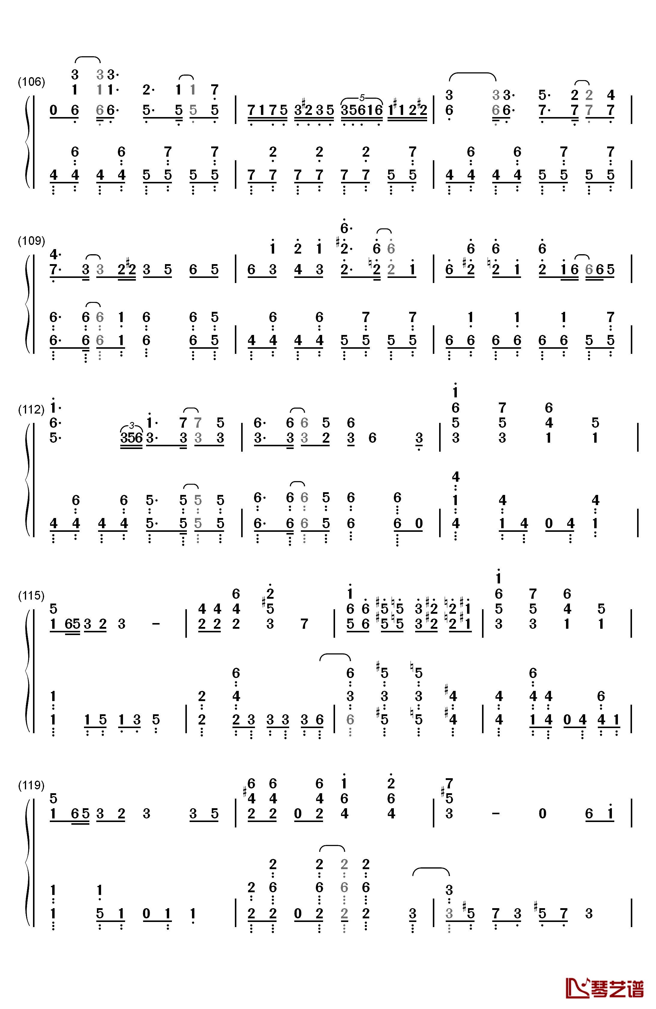 千本樱钢琴简谱-数字双手-触手猴9