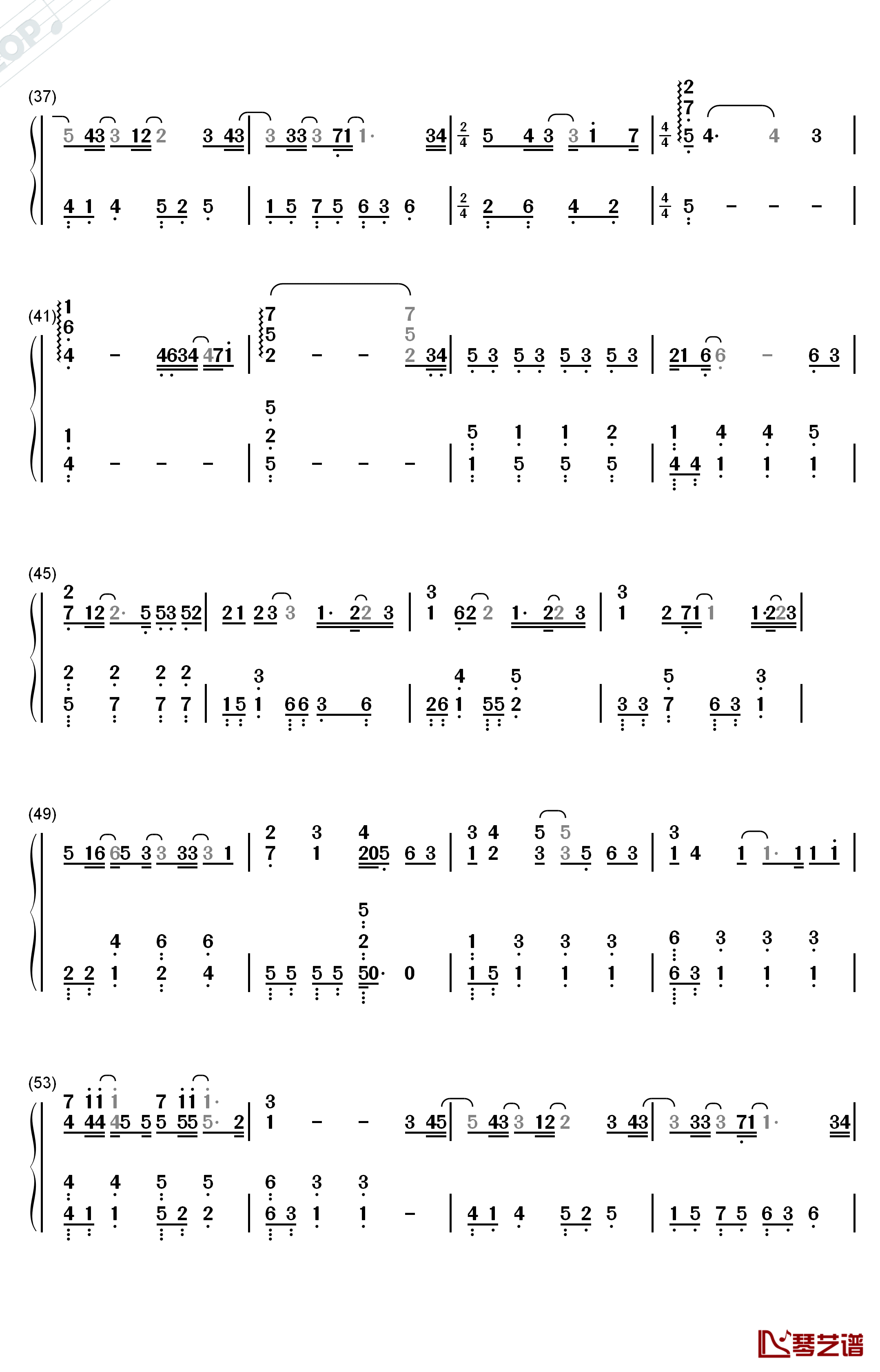 可乐钢琴简谱-数字双手-谢安琪3