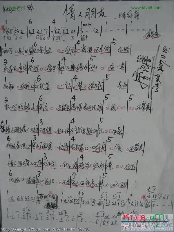 情人朋友简谱-陈冠蒲演唱1