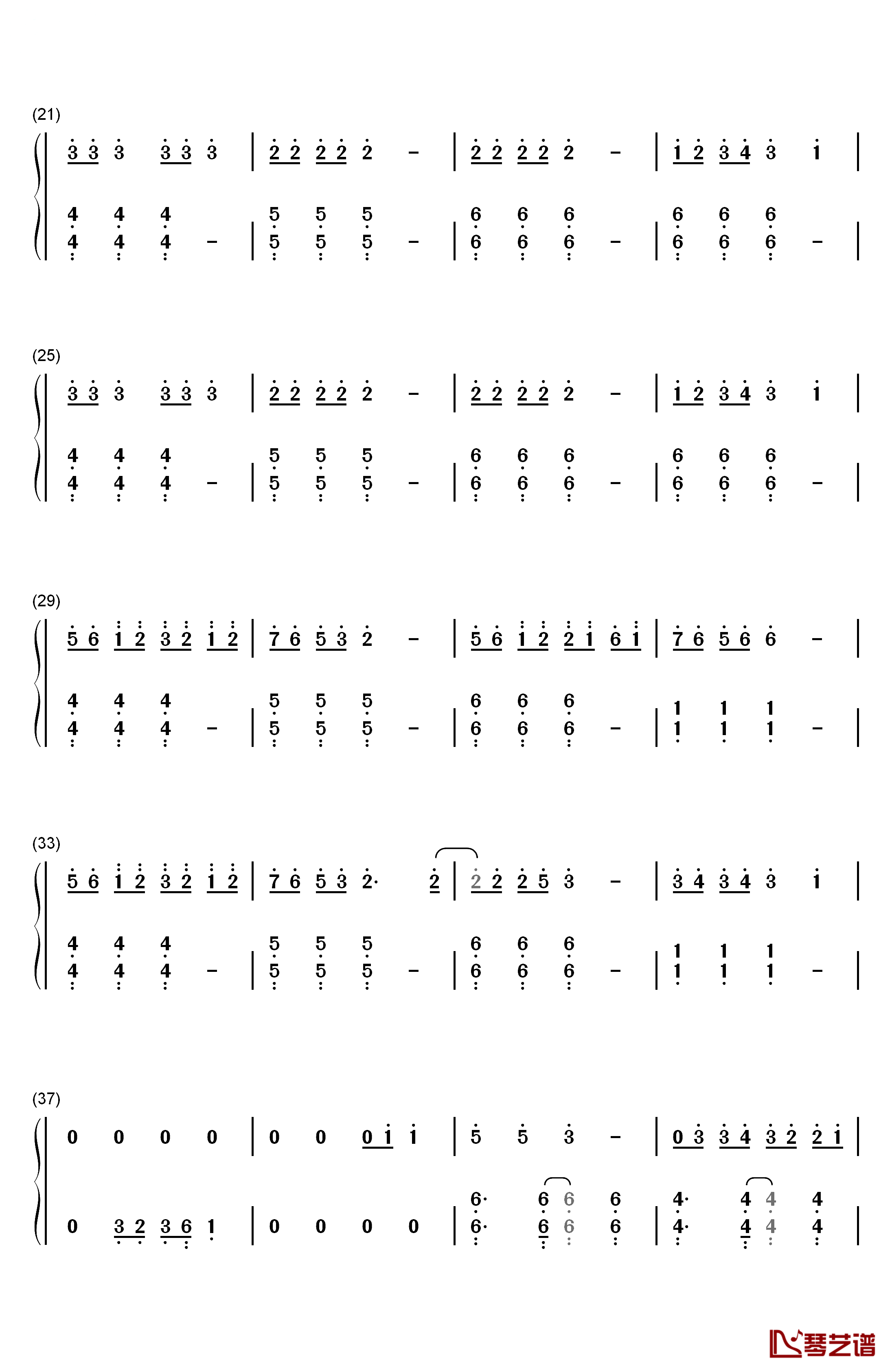 Fascination钢琴简谱-数字双手-周笔畅2
