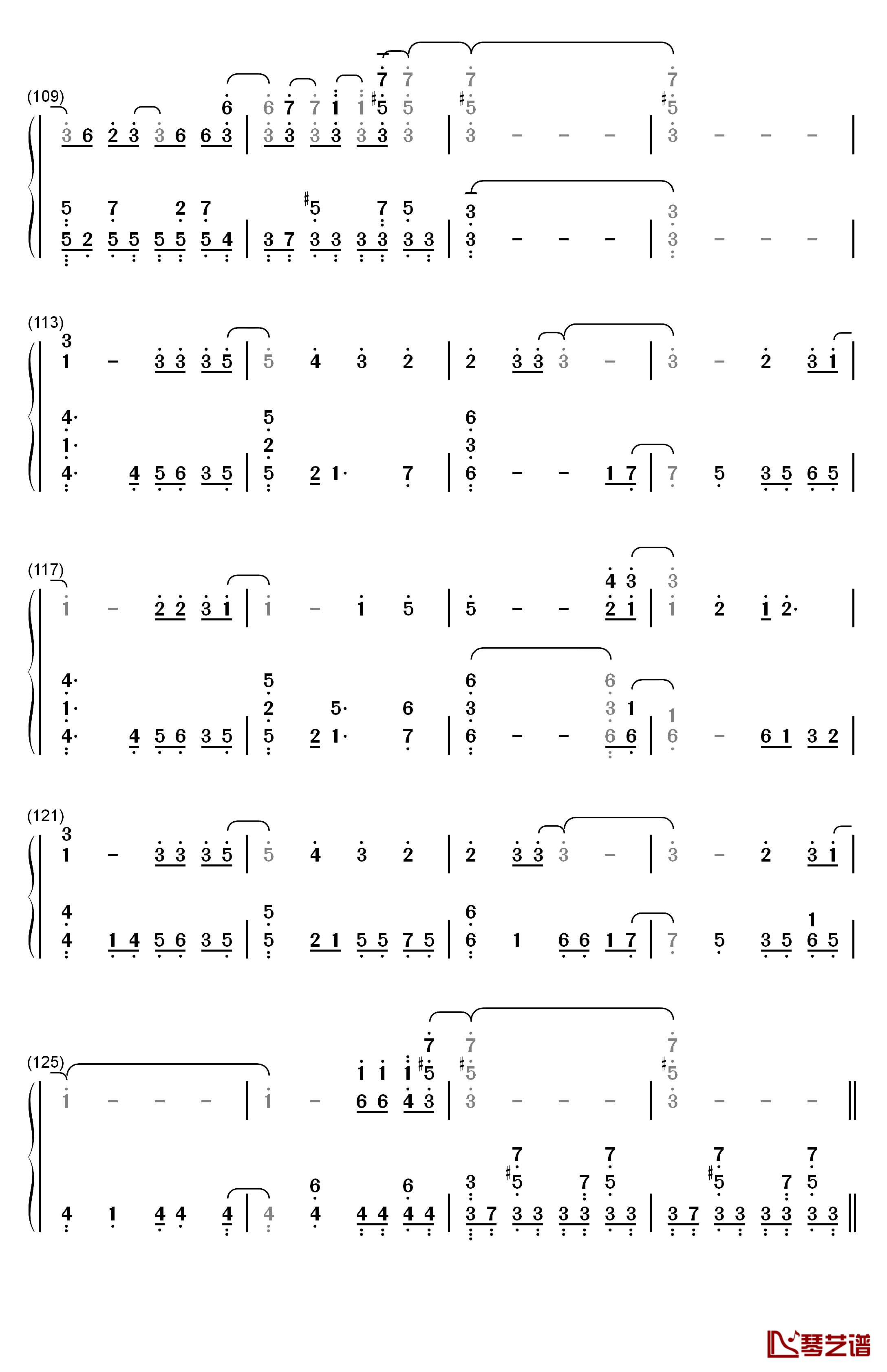绯色之空钢琴简谱-数字双手-川田麻美7