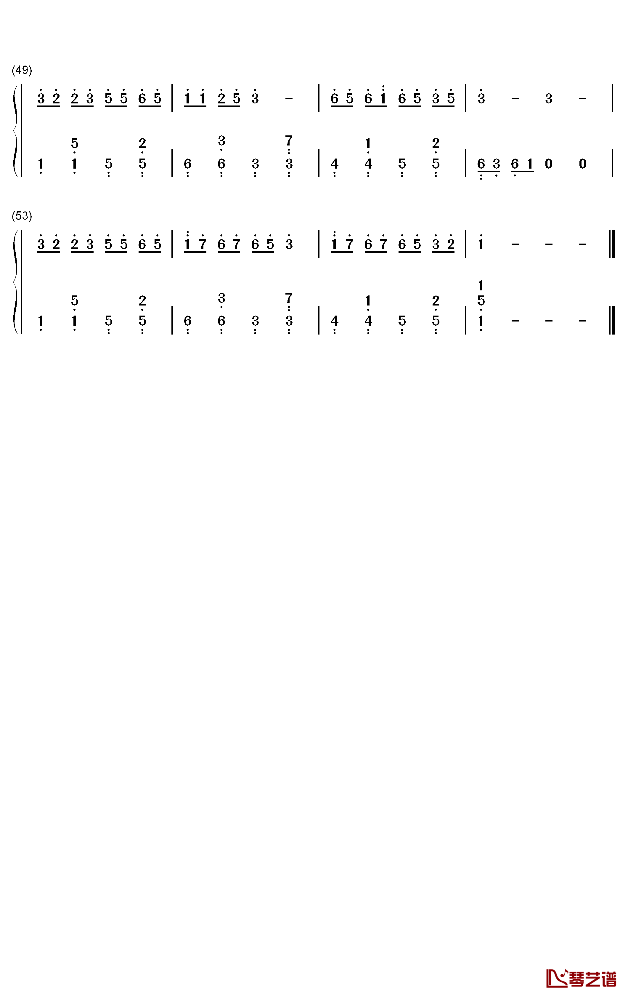青花钢琴简谱-数字双手-周传雄3