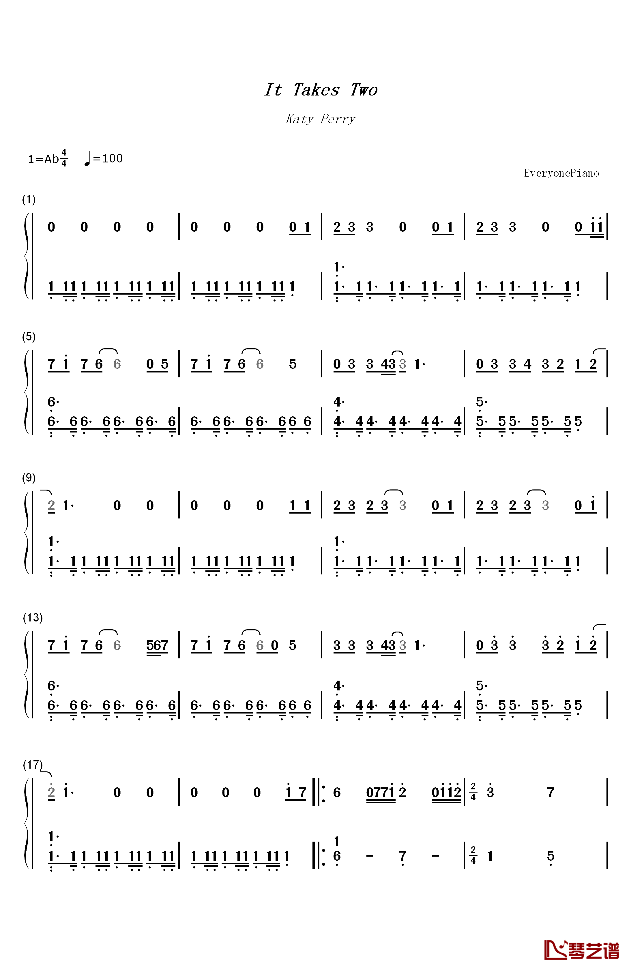 It Takes Two钢琴简谱-数字双手-Katy Perry1