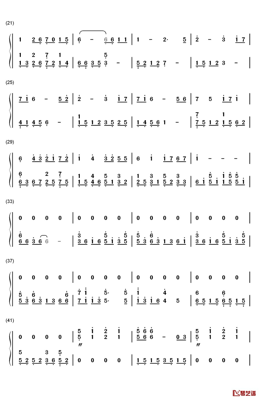 木漏れ日钢琴简谱-数字双手-riya2