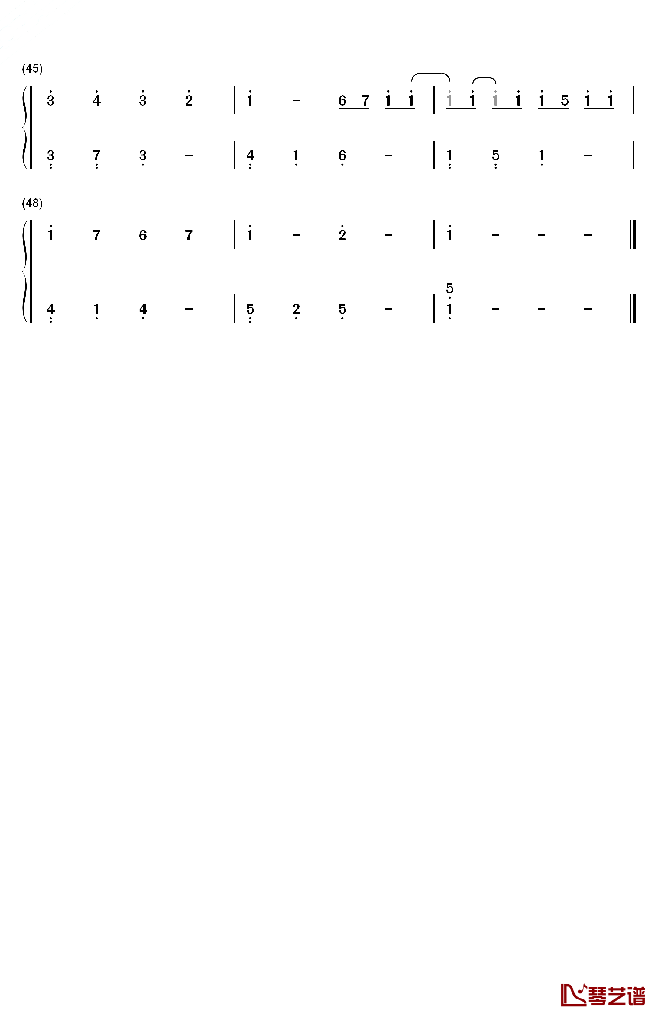 卡农G调简单版钢琴简谱-数字双手-Johann Pachelbel3