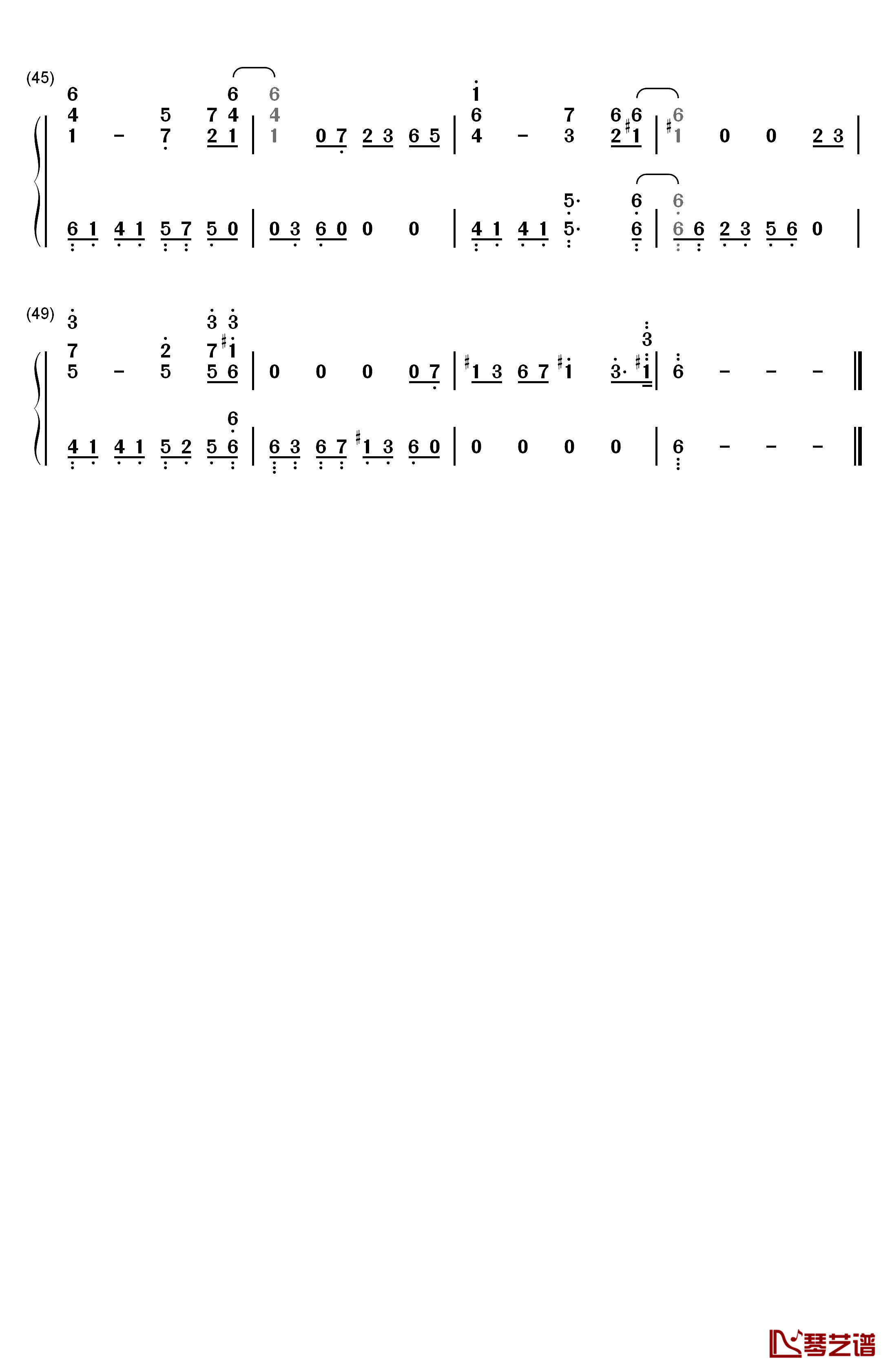 浮诛钢琴简谱-数字双手-张杰3