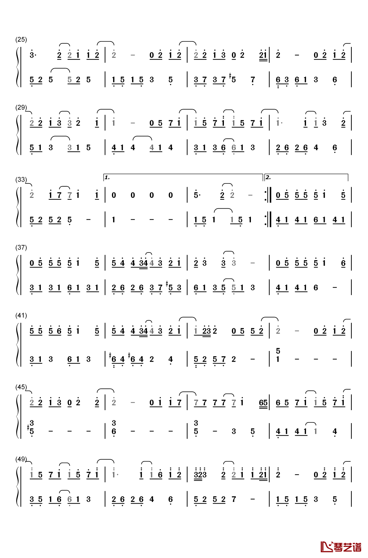 别勉强钢琴简谱-数字双手-邓紫棋/周兴哲2