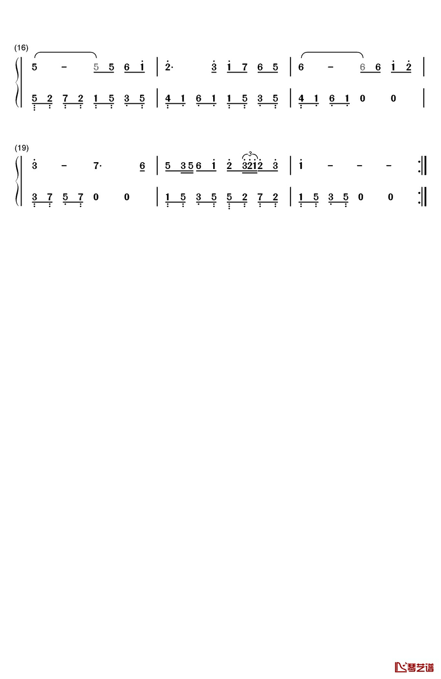 英雄赞歌钢琴简谱-数字双手-张映哲2
