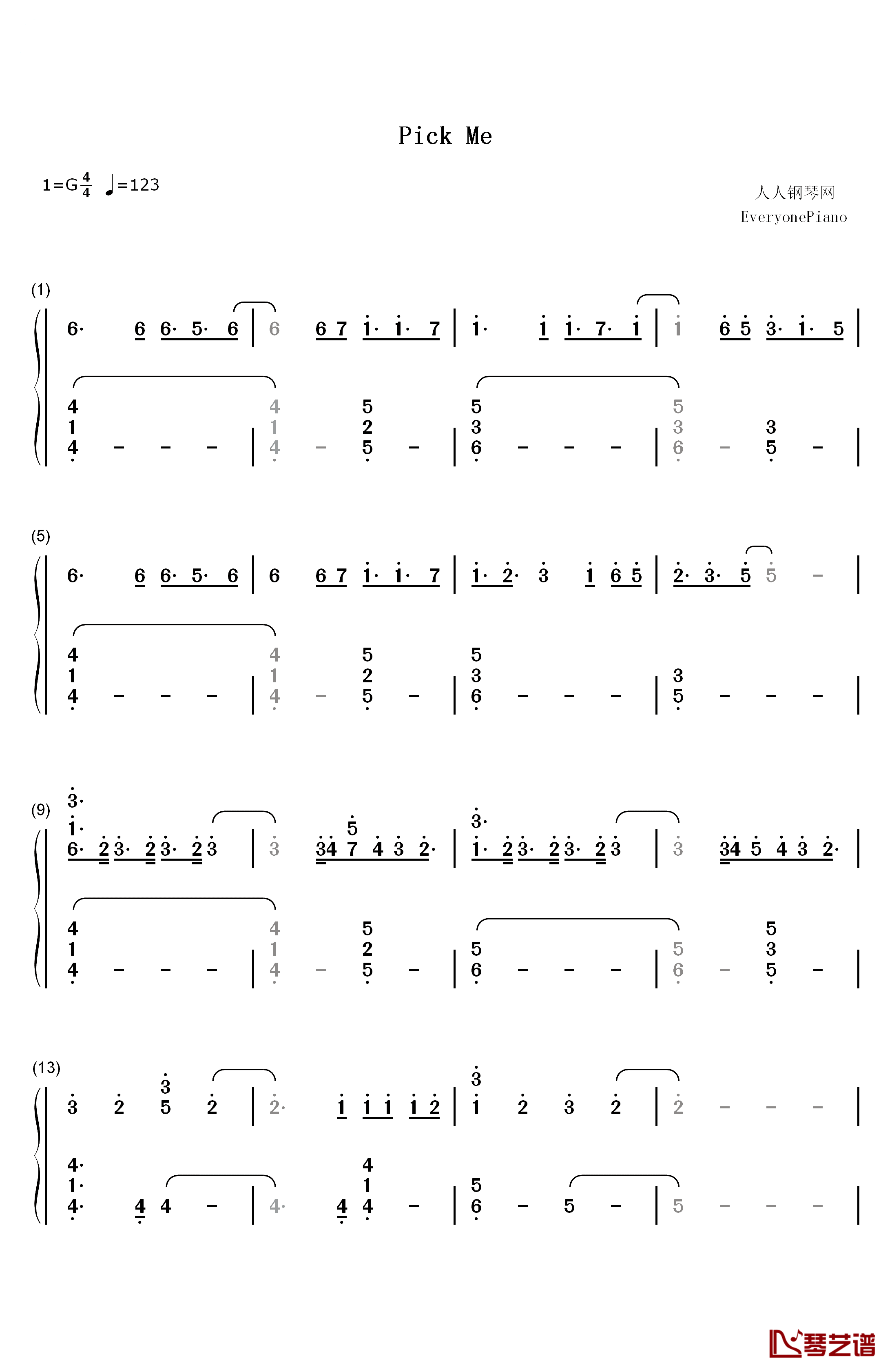 Pick Me钢琴简谱-数字双手-CJ E&M1