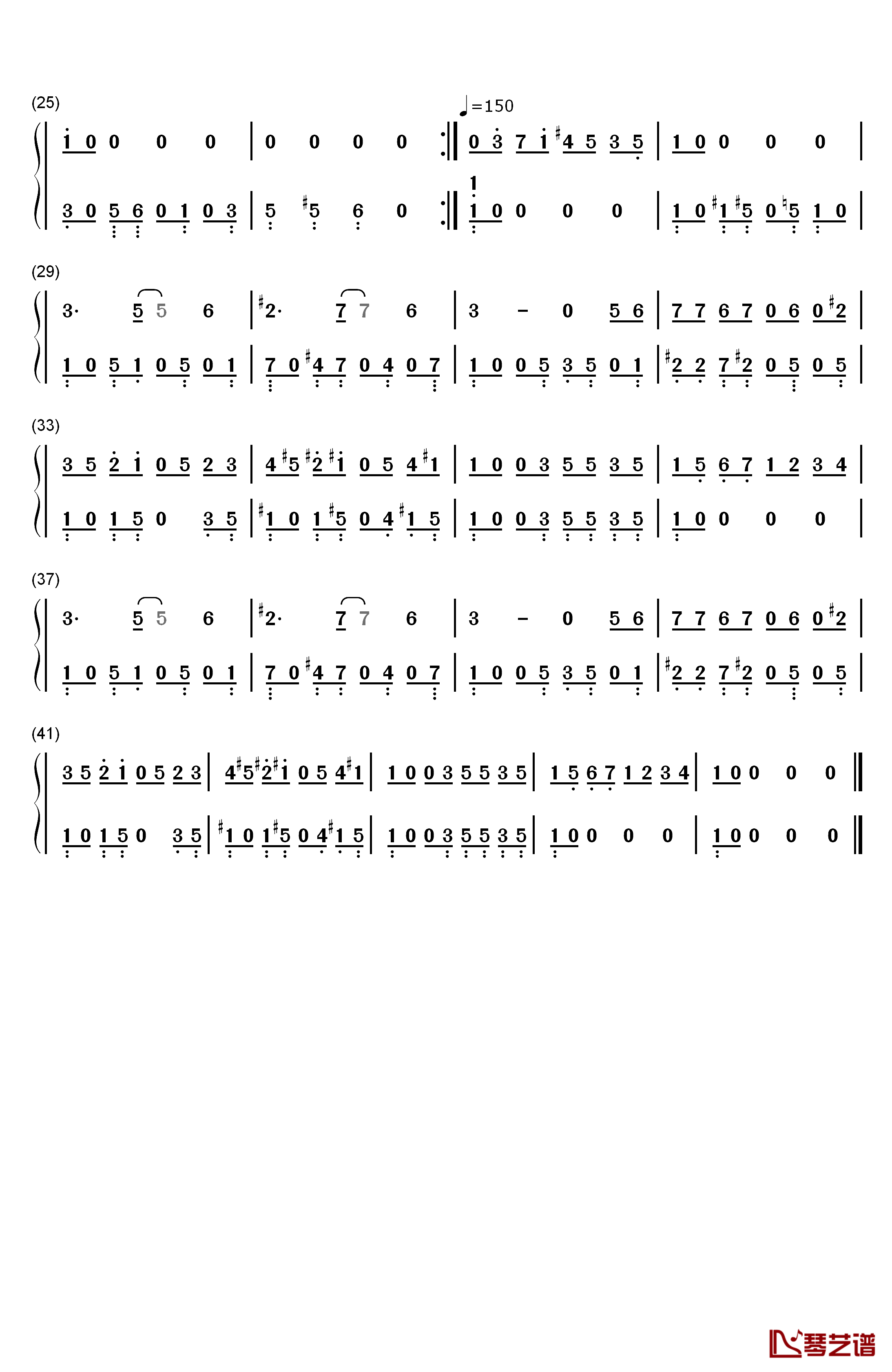 冒险岛BGM钢琴简谱-数字双手-FC游戏《冒险岛》2