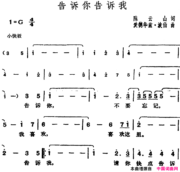 邓丽君演唱金曲：告诉你告诉我简谱1