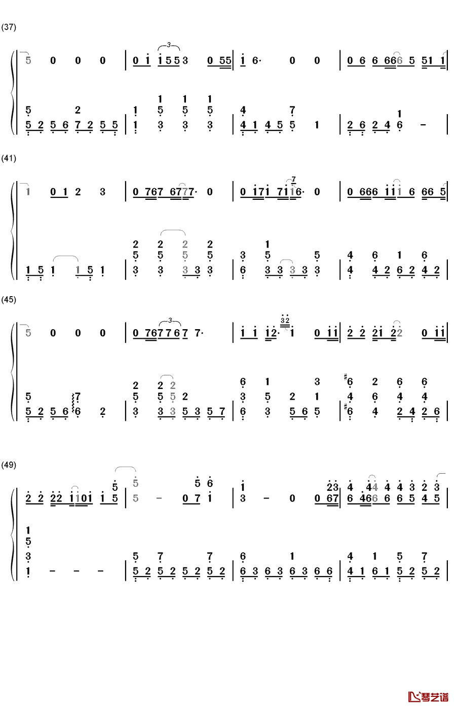 很奇怪我爱你钢琴简谱-数字双手-张杰3