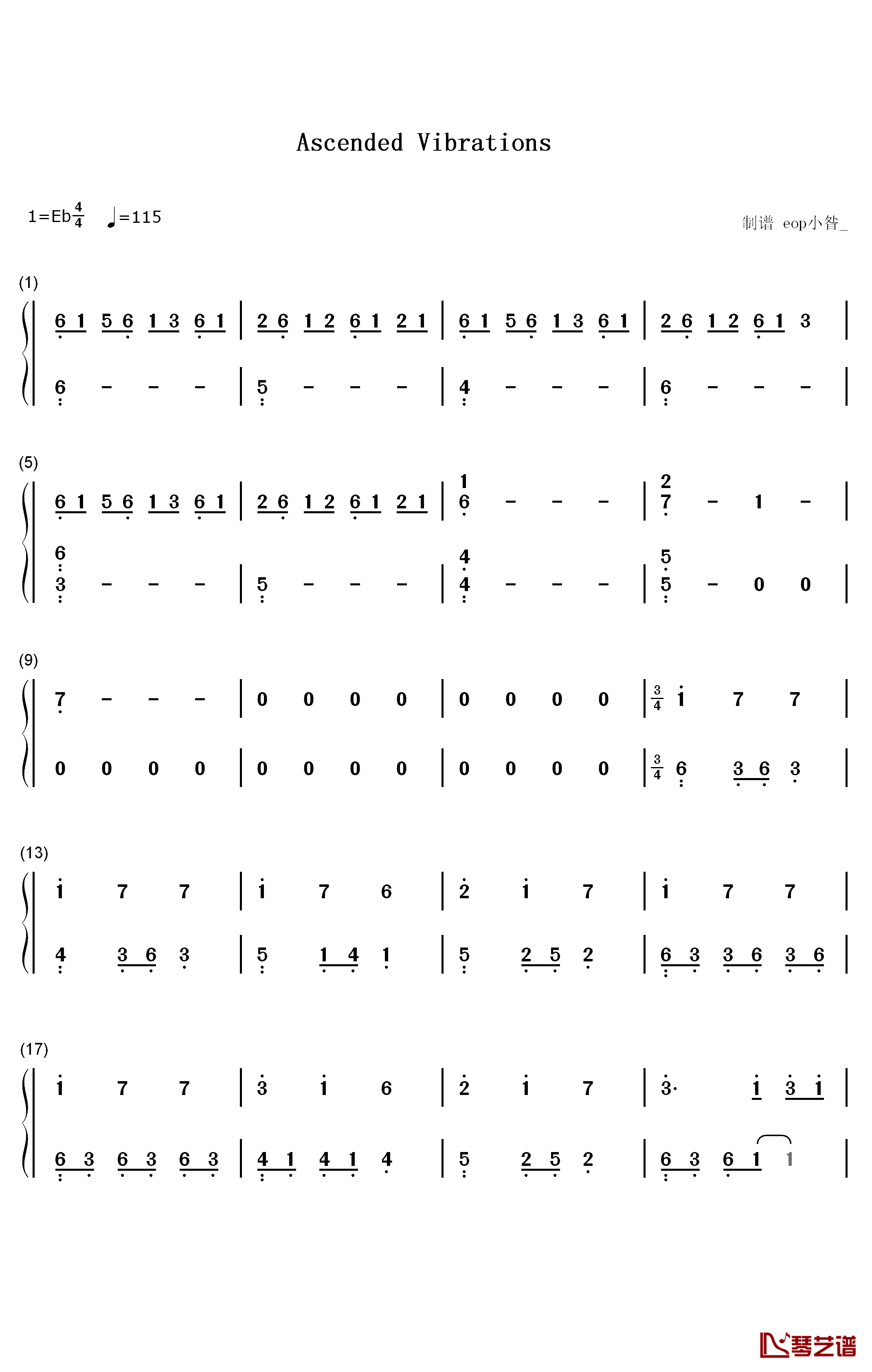 Ascended Vibrations钢琴简谱-数字双手-Teo1