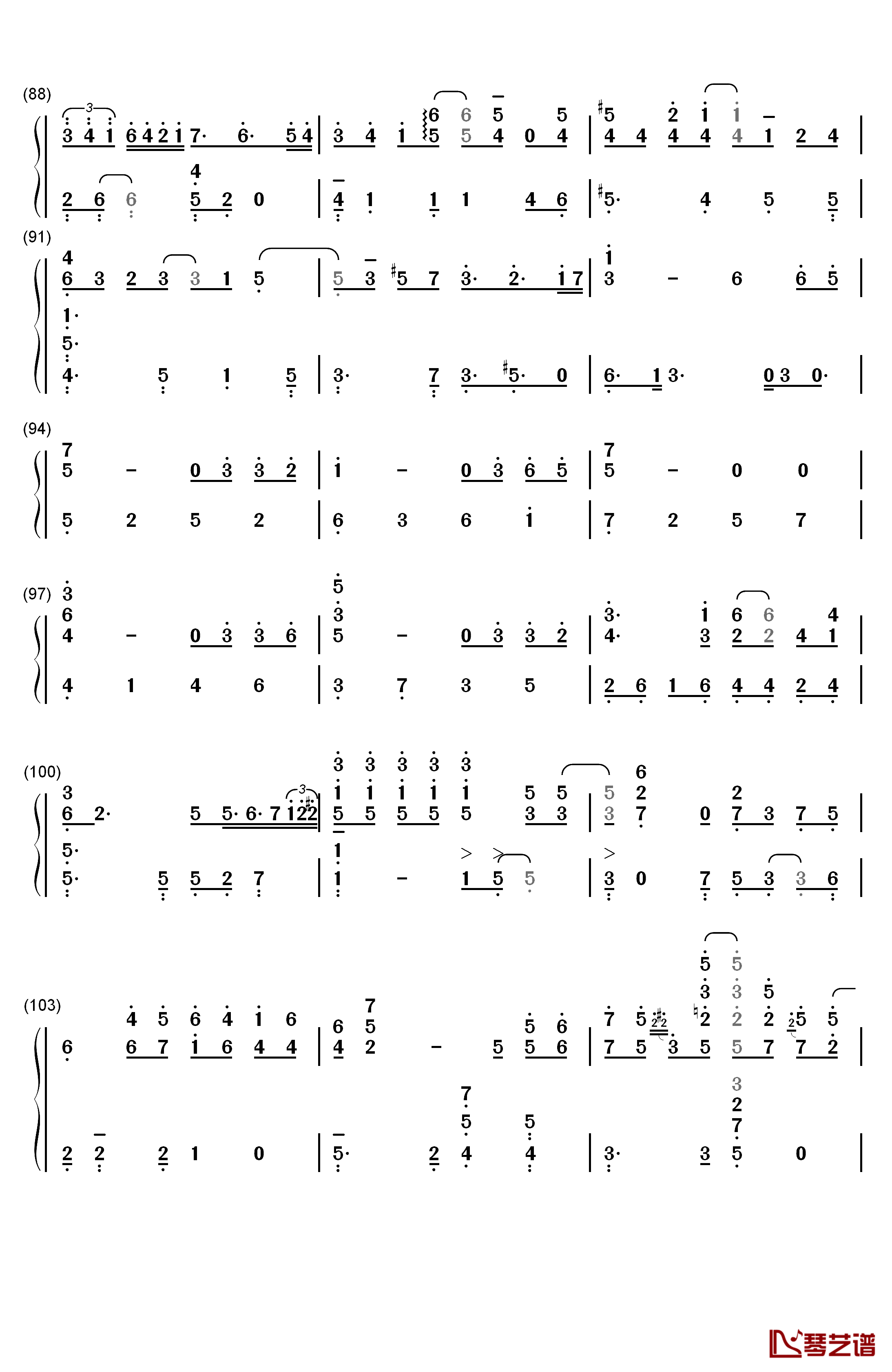 可曾记得爱钢琴简谱-数字双手-饭岛真理6