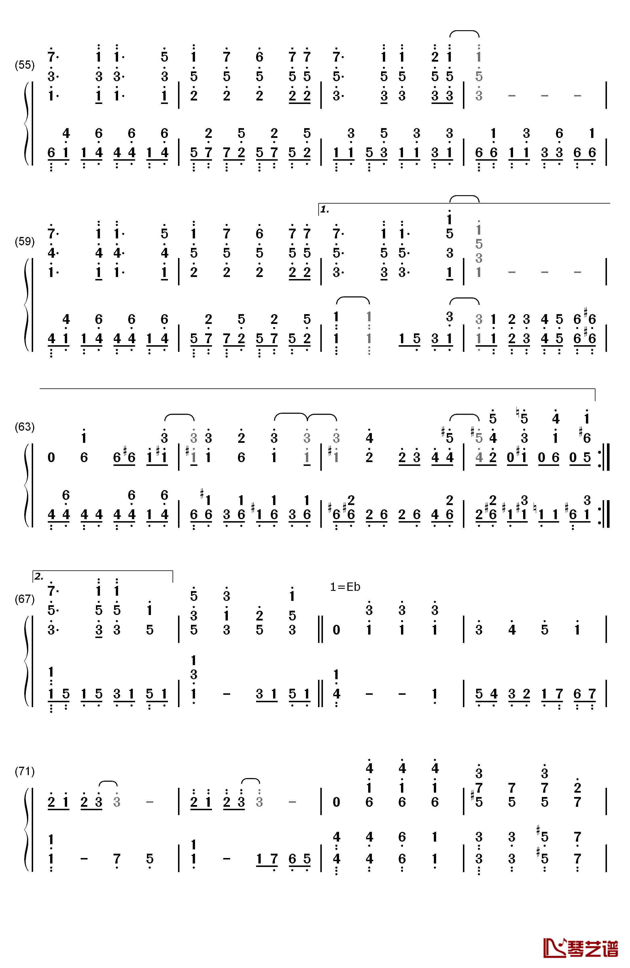 ヒトリゴト钢琴简谱-数字双手-ClariS4