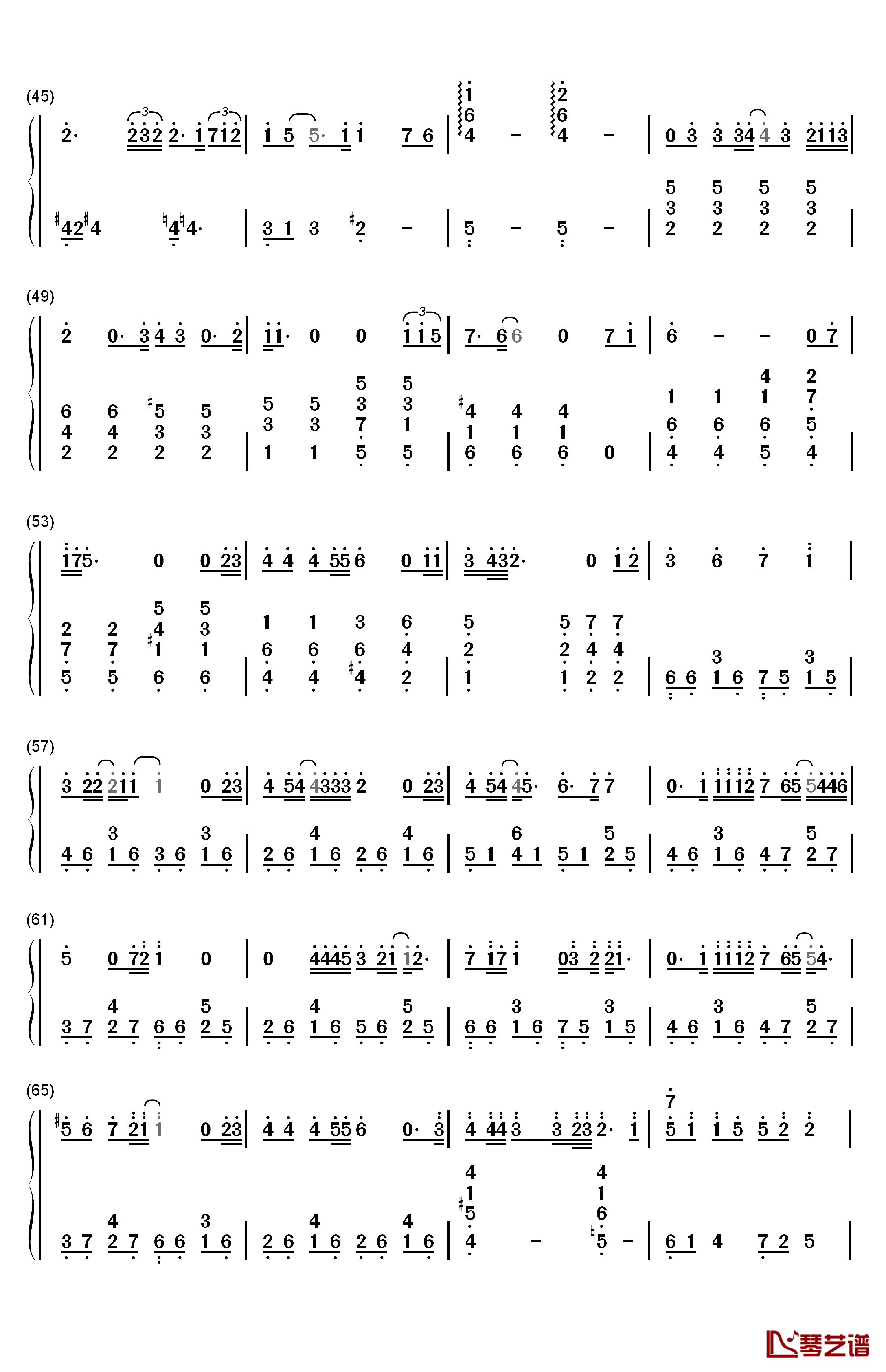 姻缘钢琴简谱-数字双手-李承哲3