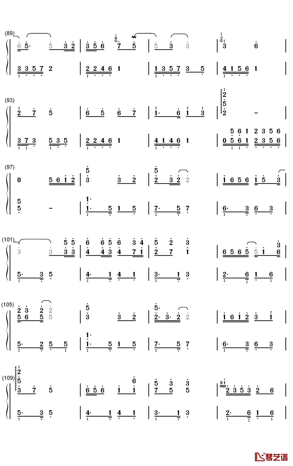 繁华唱遍钢琴简谱-数字双手-乐正绫5