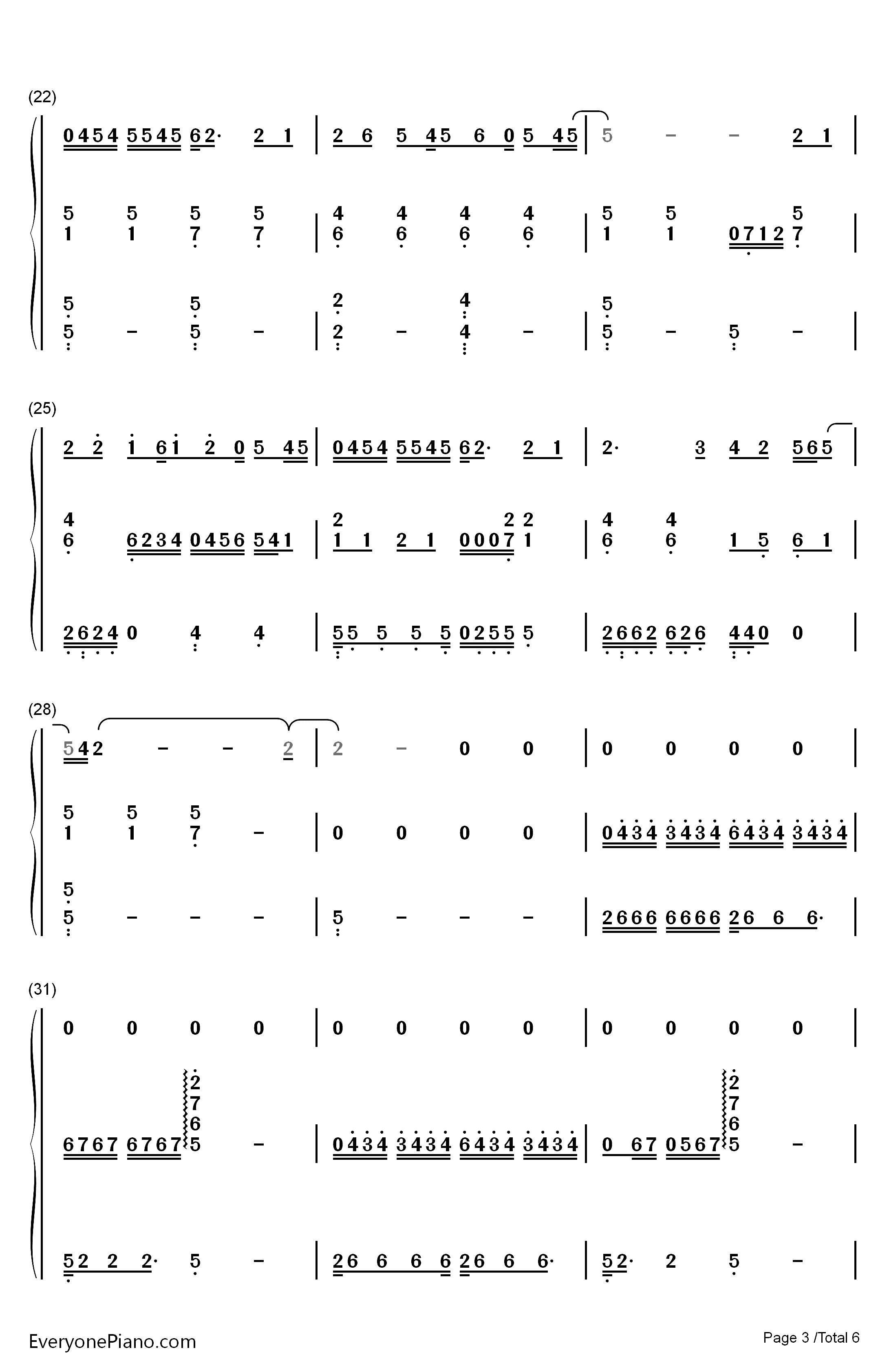 Let You Go钢琴简谱-数字双手-华晨宇3