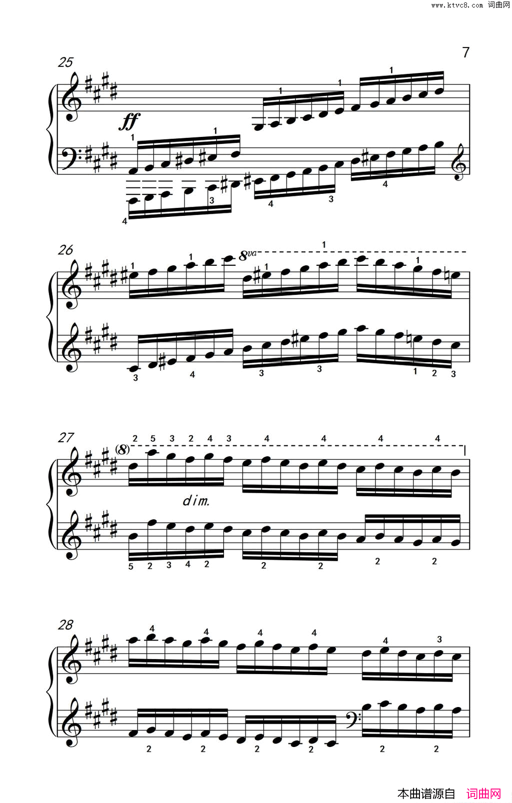 第七级3.练习曲中央音乐学院钢琴业余考级教程7-9级第七级3.练习曲中央音乐学院 钢琴业余考级教程 7-9级简谱1