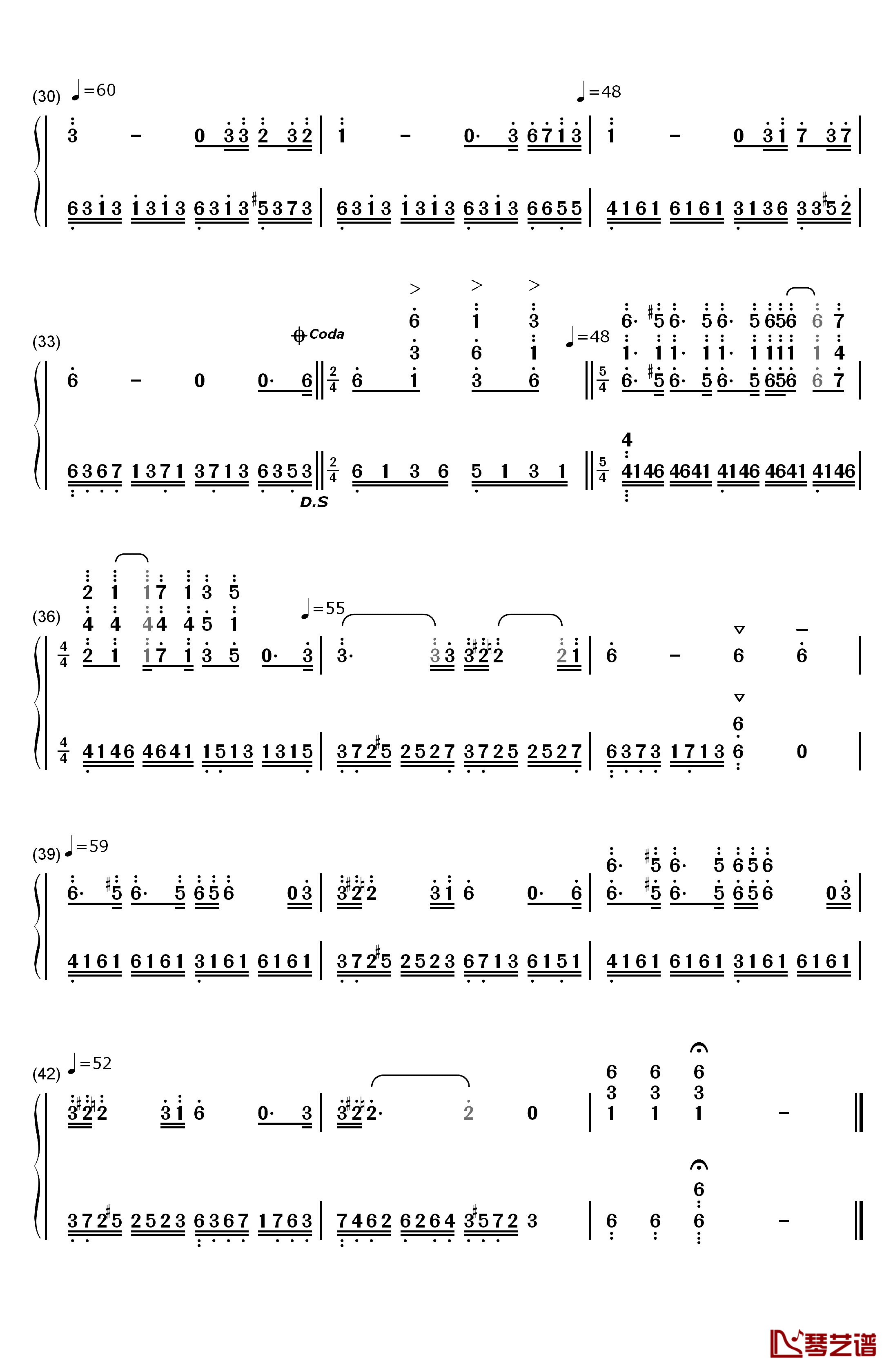 爱莲娜钢琴简谱-数字双手-克莱德曼3