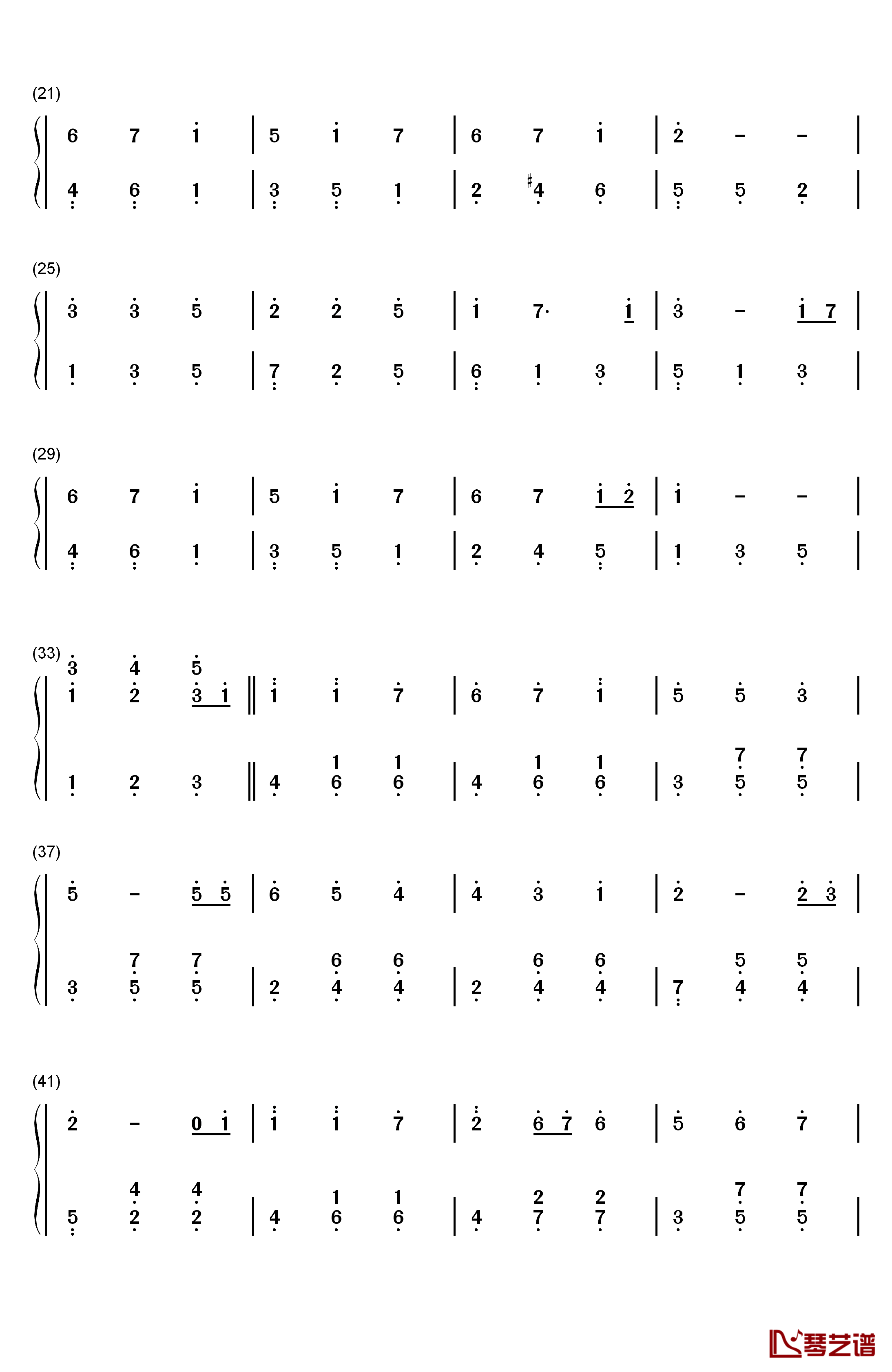 老婆钢琴简谱-数字双手-S.H.E2