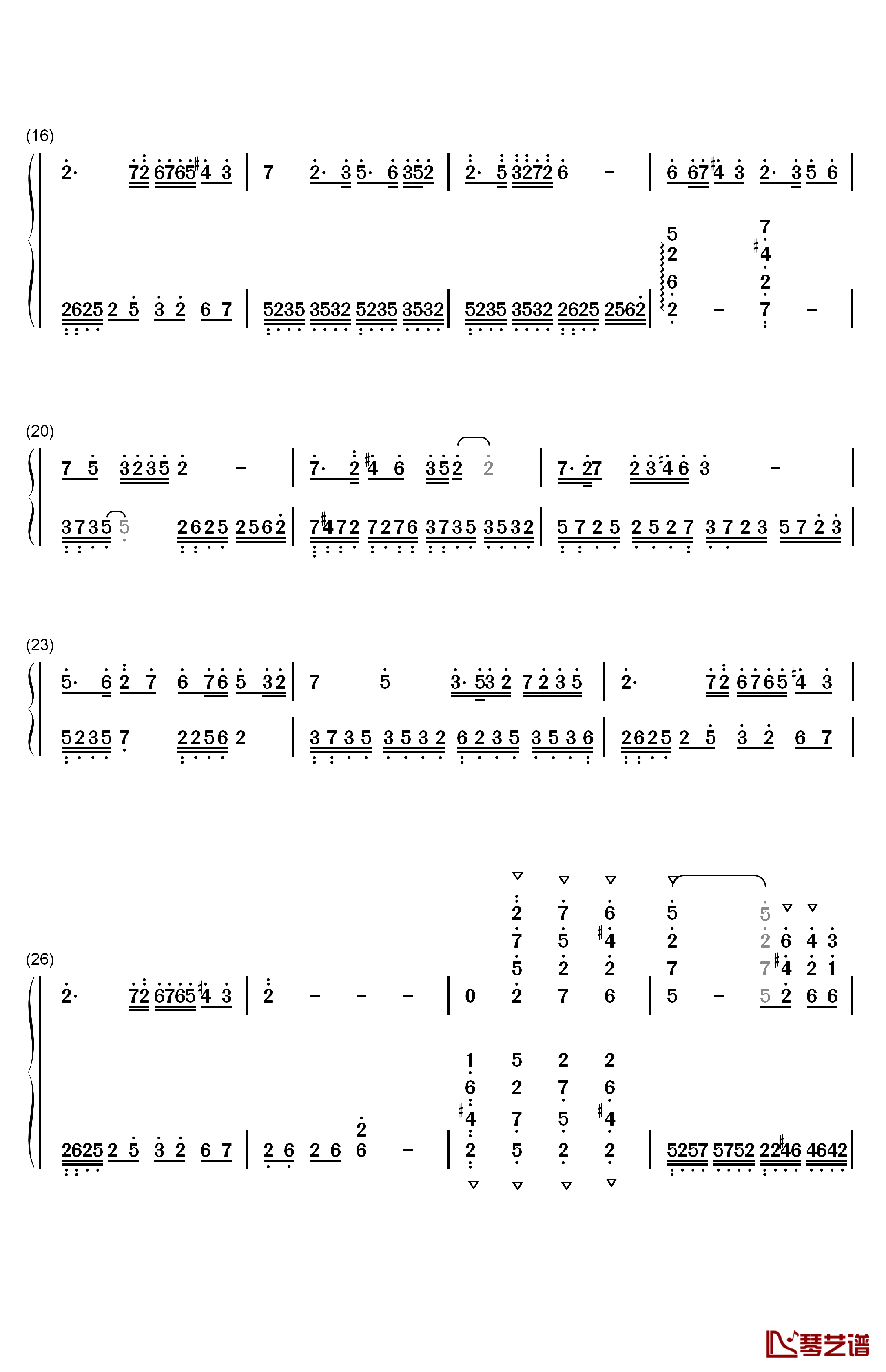 小提琴协奏曲《梁祝》主题曲钢琴简谱-数字双手-何占豪  陈钢2