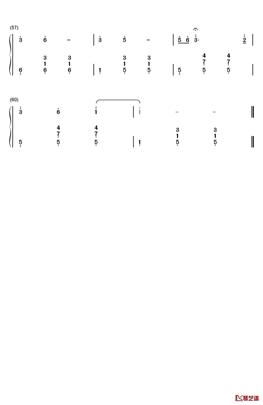 松花江上钢琴简谱-数字双手-张寒晖4