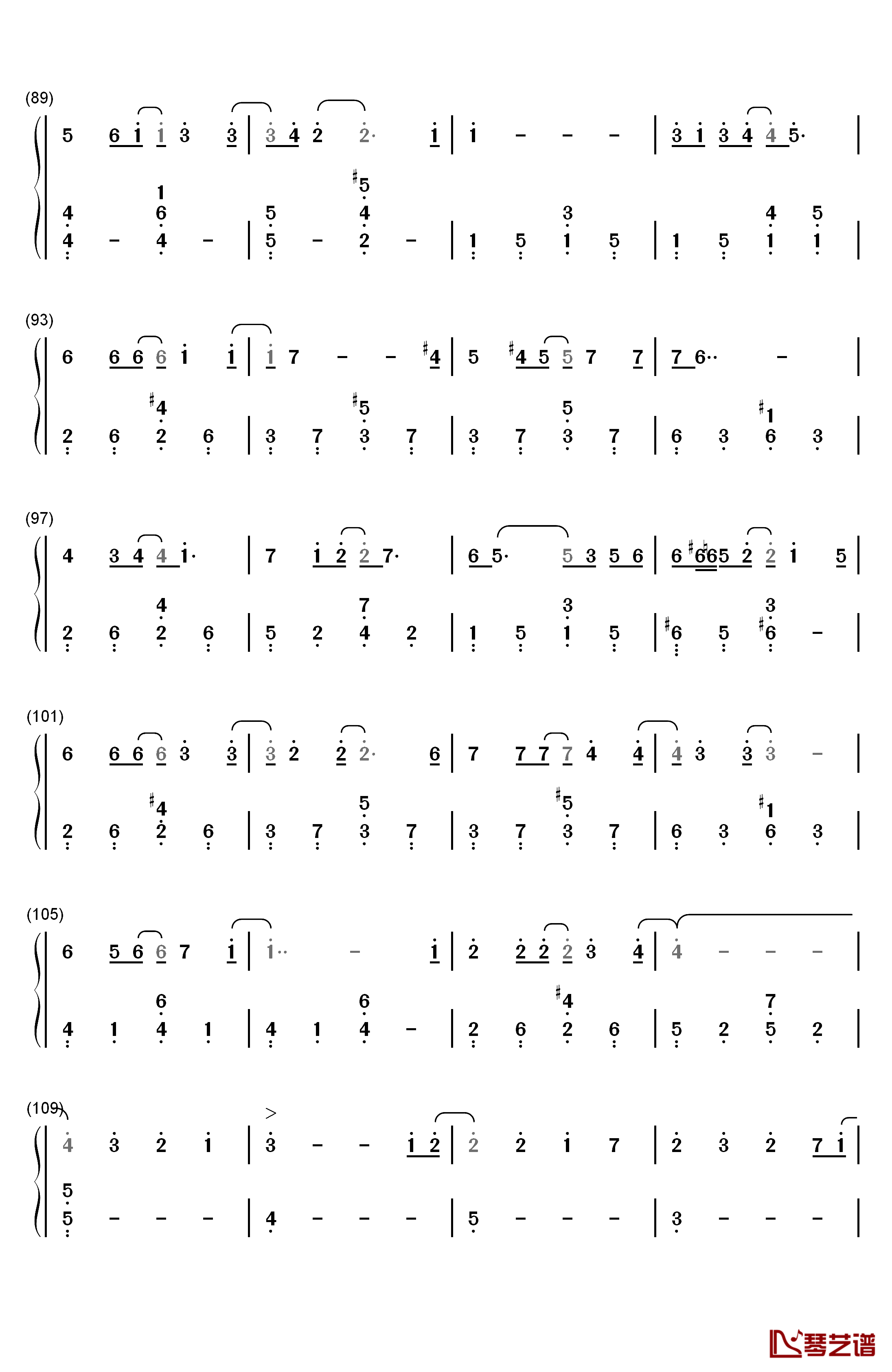 爱的回归线 钢琴简谱-数字双手-陈韵若  陈每文5