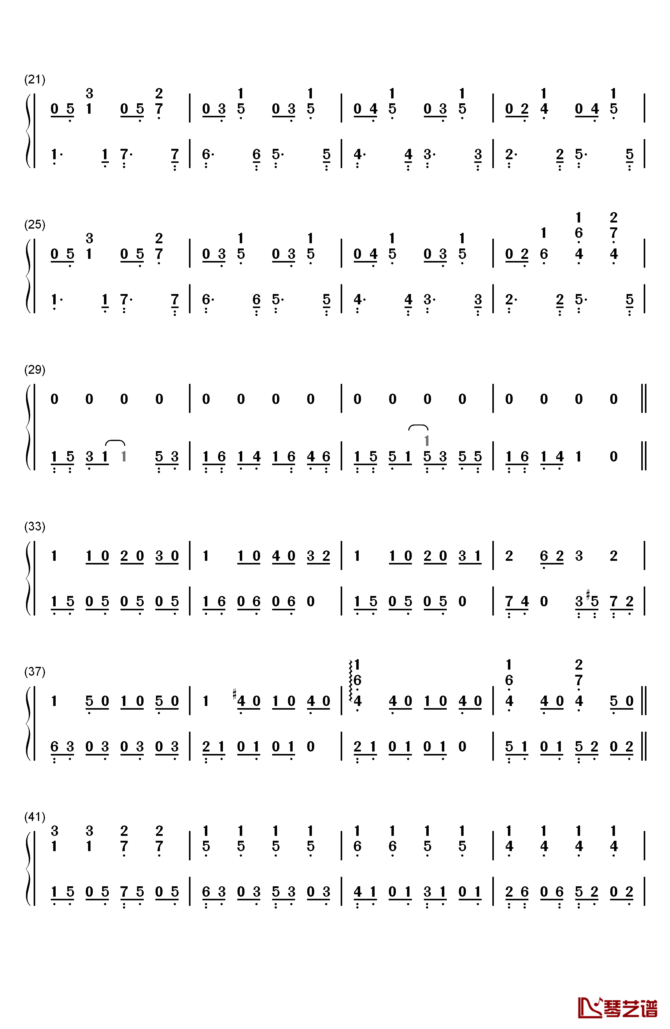他和她钢琴简谱-数字双手-王源2