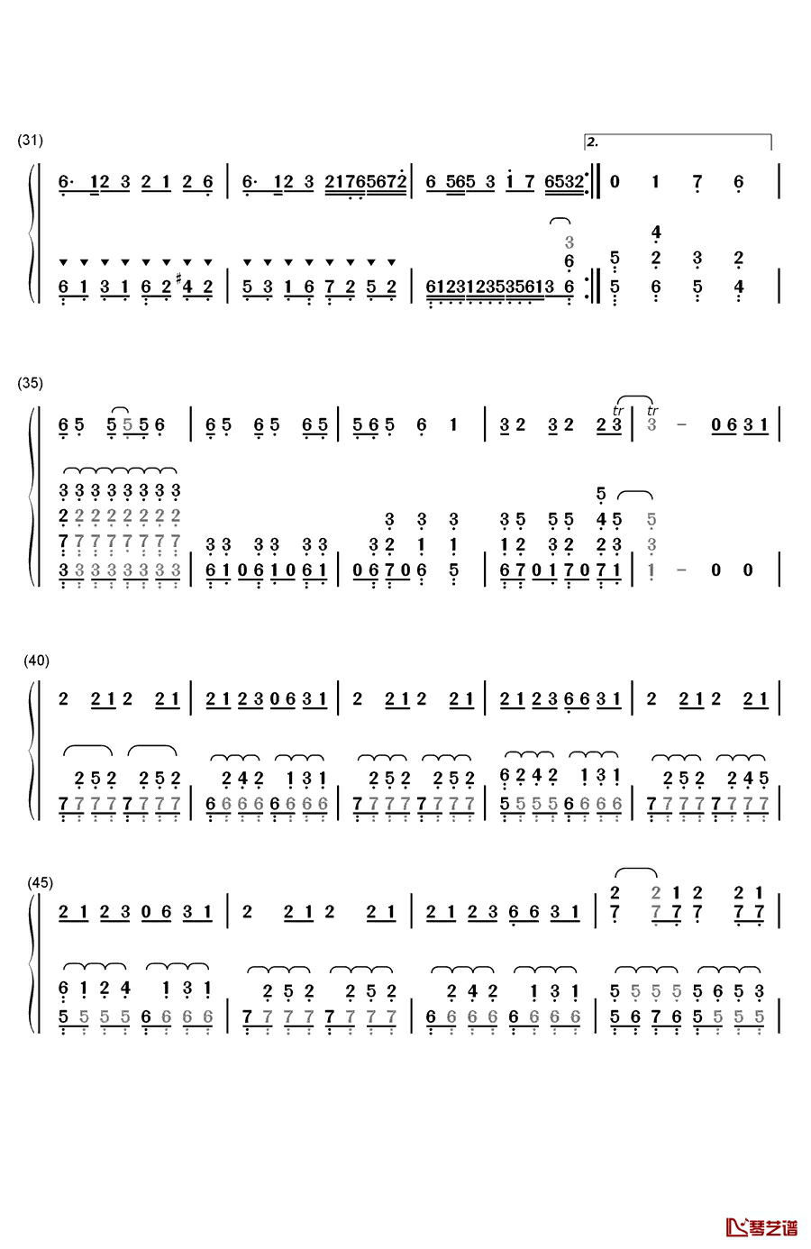 权御天下钢琴简谱-数字双手-洛天依3